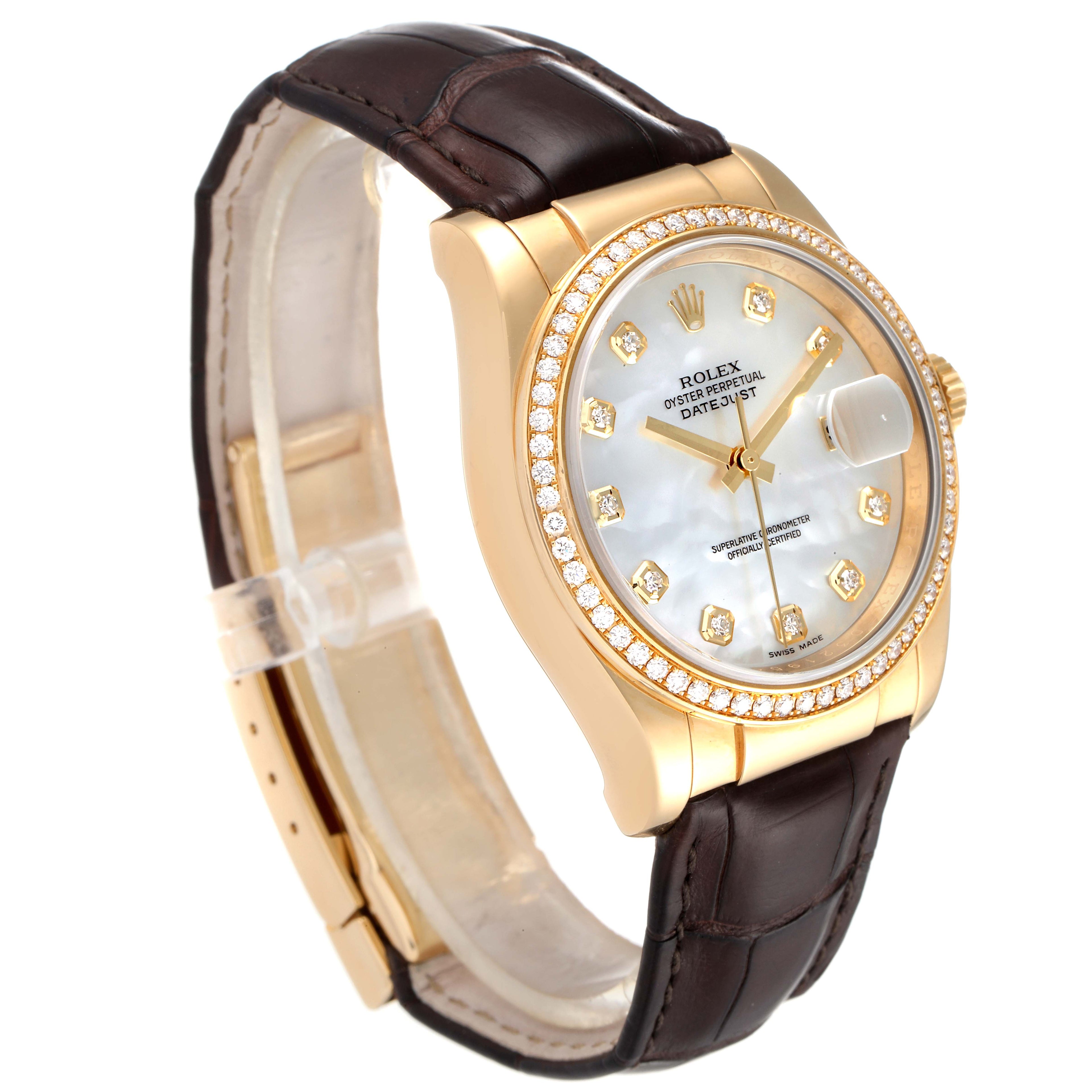 Rolex Datejust Yellow Gold MOP Diamond Dial Mens Watch 116188