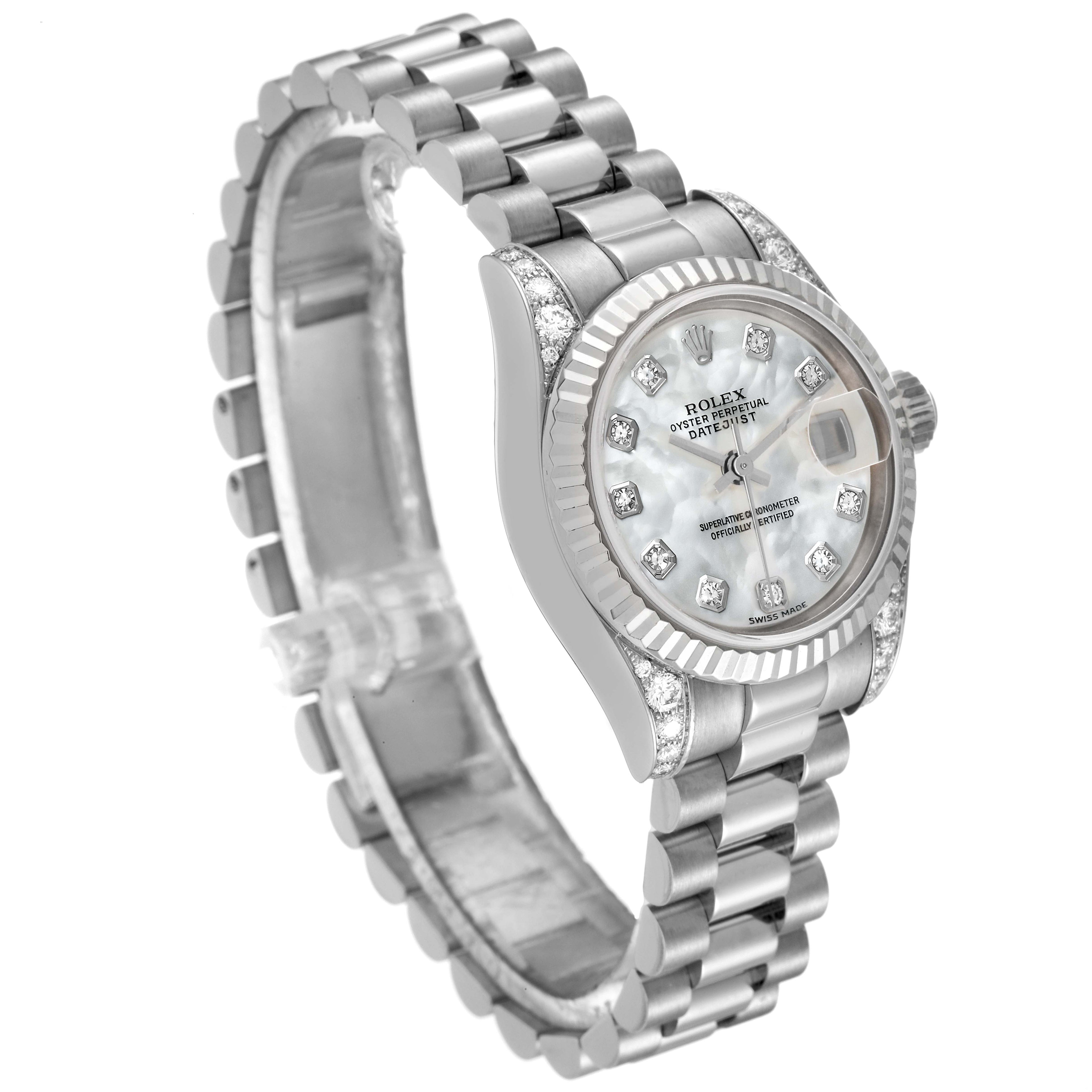 Rolex President White Gold Mother of Pearl Diamond Ladies Watch 179239