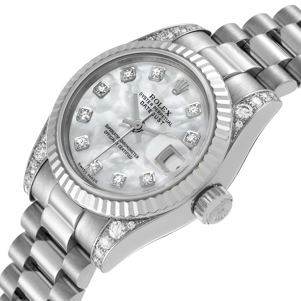 Rolex President White Gold Mother of Pearl Diamond Ladies Watch 179239