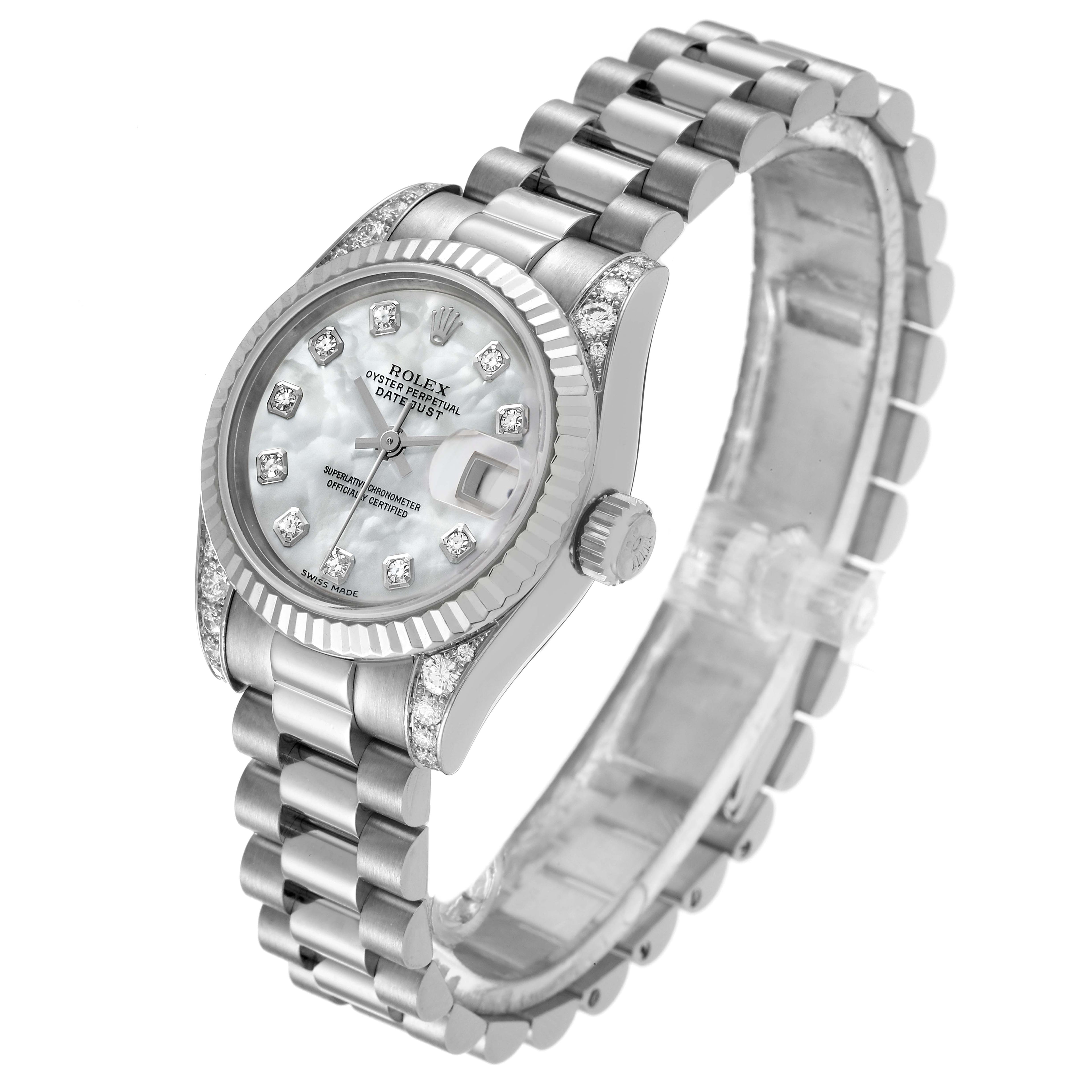 Rolex President White Gold Mother of Pearl Diamond Ladies Watch 179239