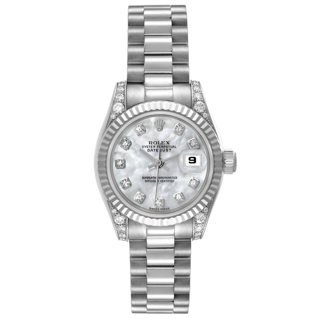Rolex President White Gold Mother of Pearl Diamond Ladies Watch 179239