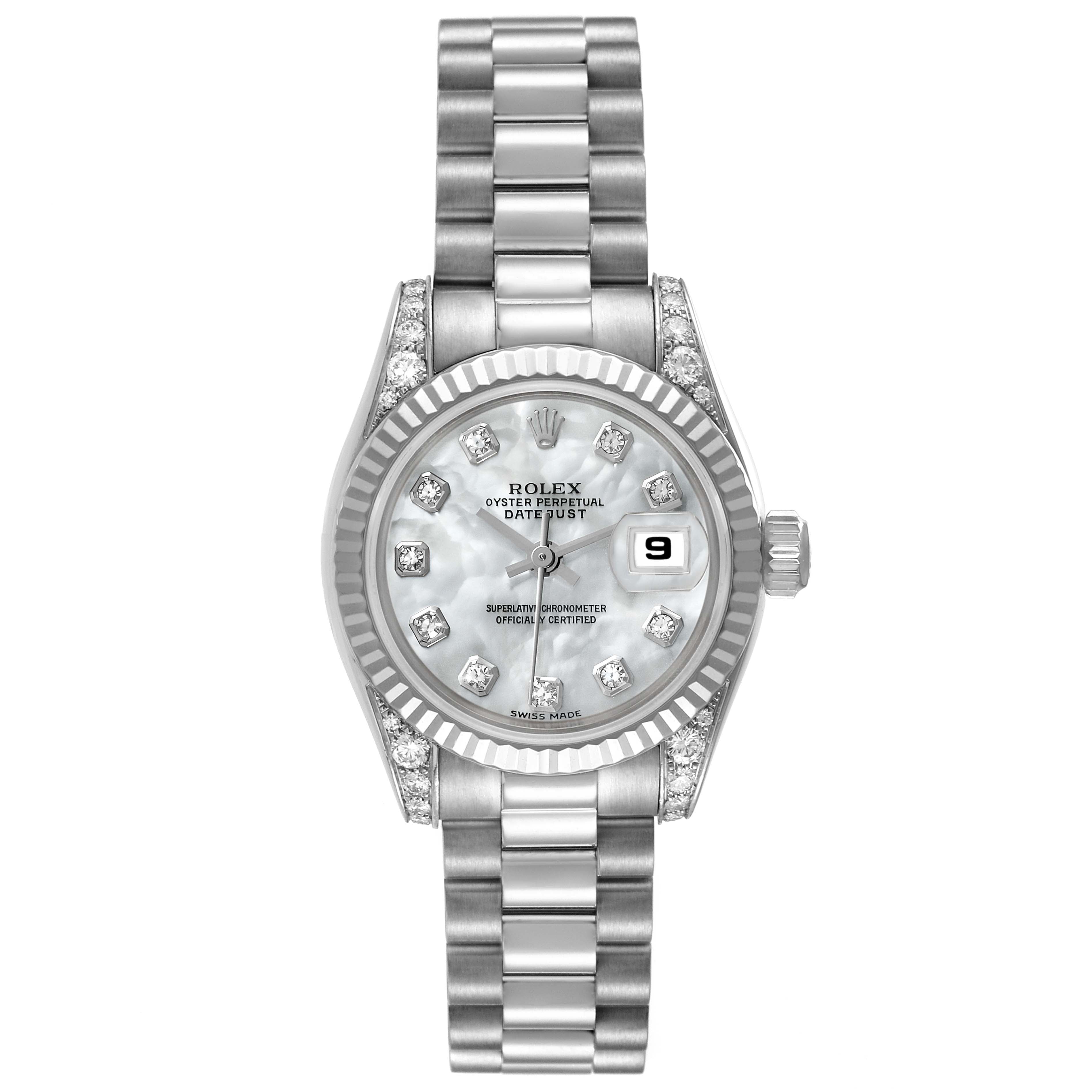 Rolex President White Gold Mother of Pearl Diamond Ladies Watch 179239