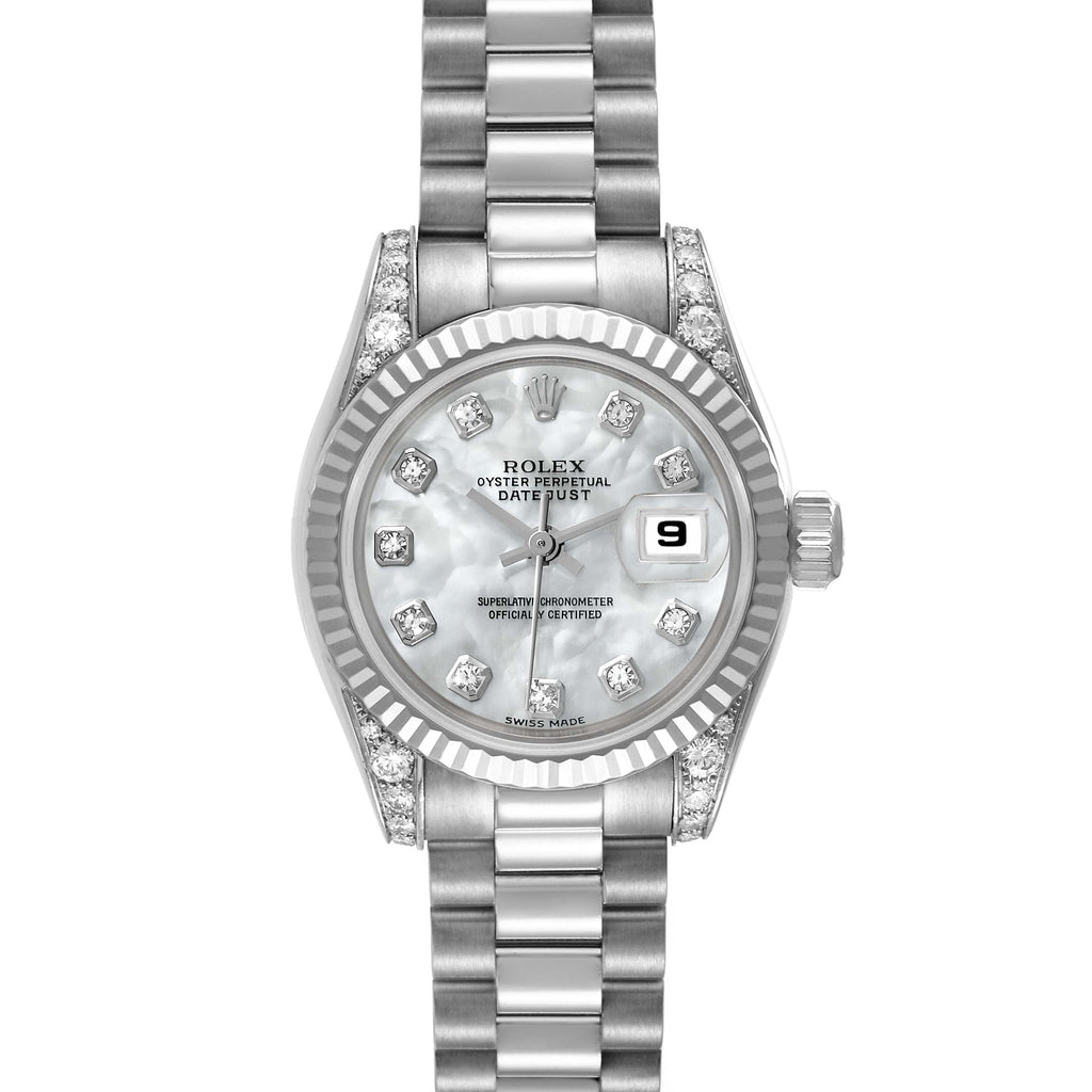 Rolex President White Gold Mother of Pearl Diamond Ladies Watch 179239