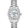 Rolex President White Gold Mother of Pearl Diamond Ladies Watch 179239 Box Card