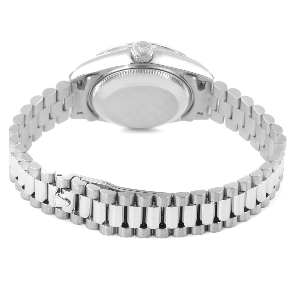 Rolex President White Gold Diamond Sapphire Ladies Watch 69119 Box Papers