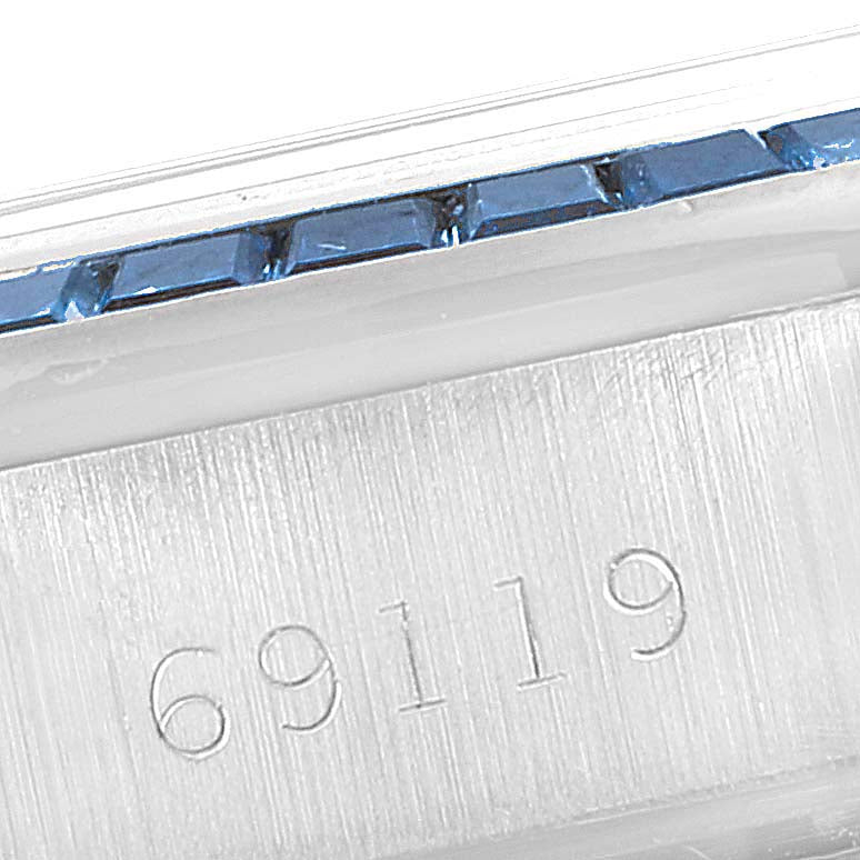 Rolex President White Gold Diamond Sapphire Ladies Watch 69119 Box Papers