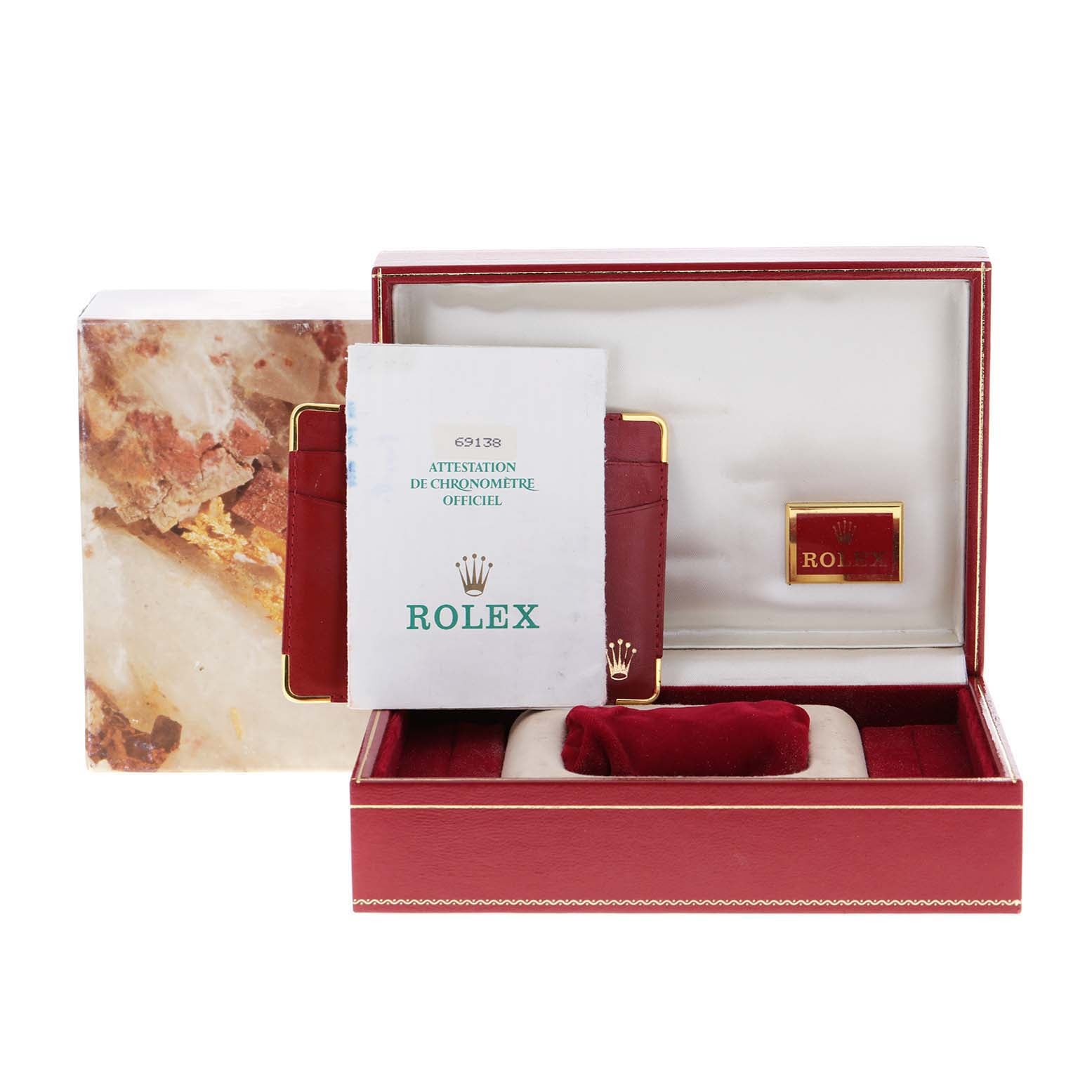 Rolex President Yellow Gold Honeycomb Diamond Dial Ladies Watch 69138 Box Papers