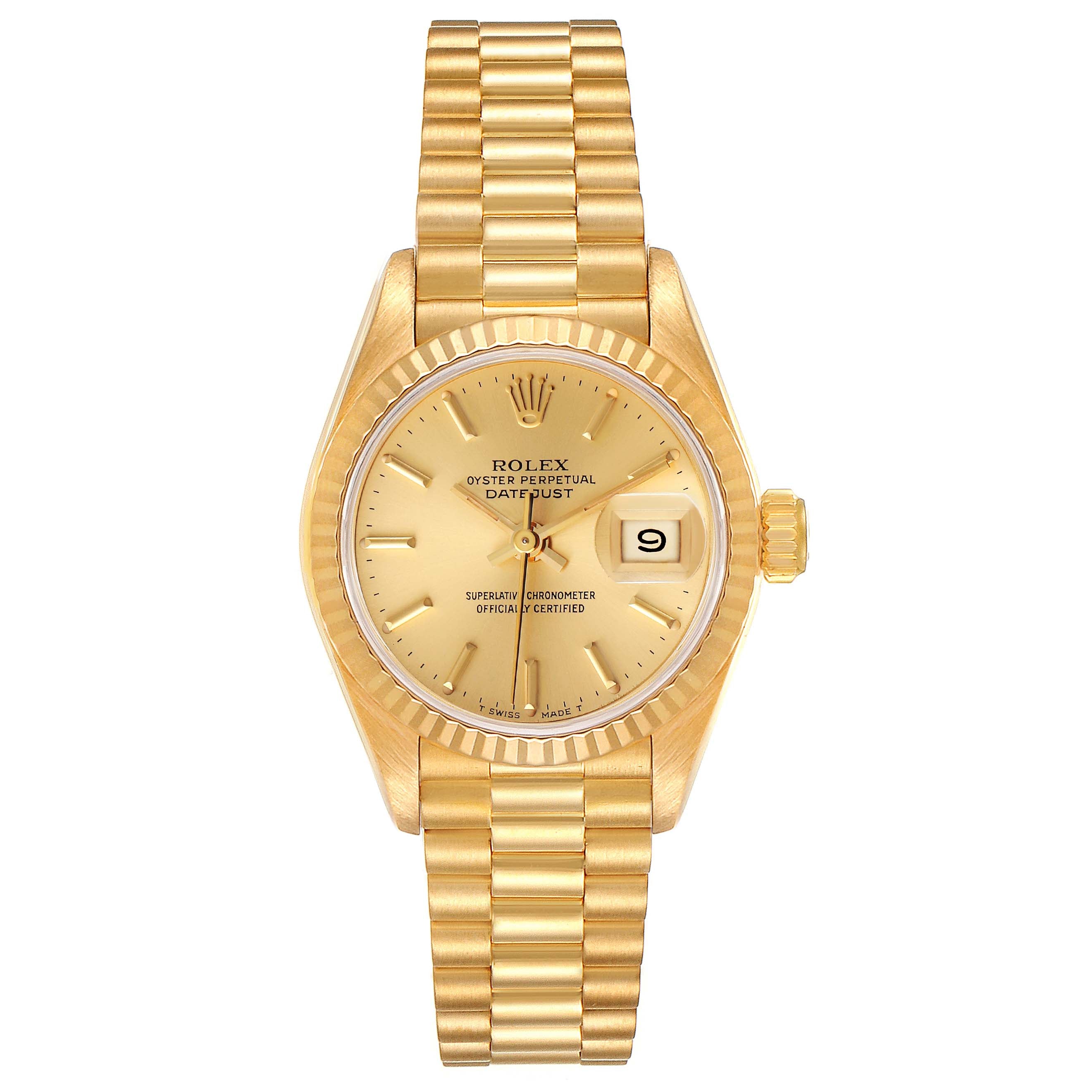 Rolex President Datejust Yellow Gold Ladies Watch 69178 Papers