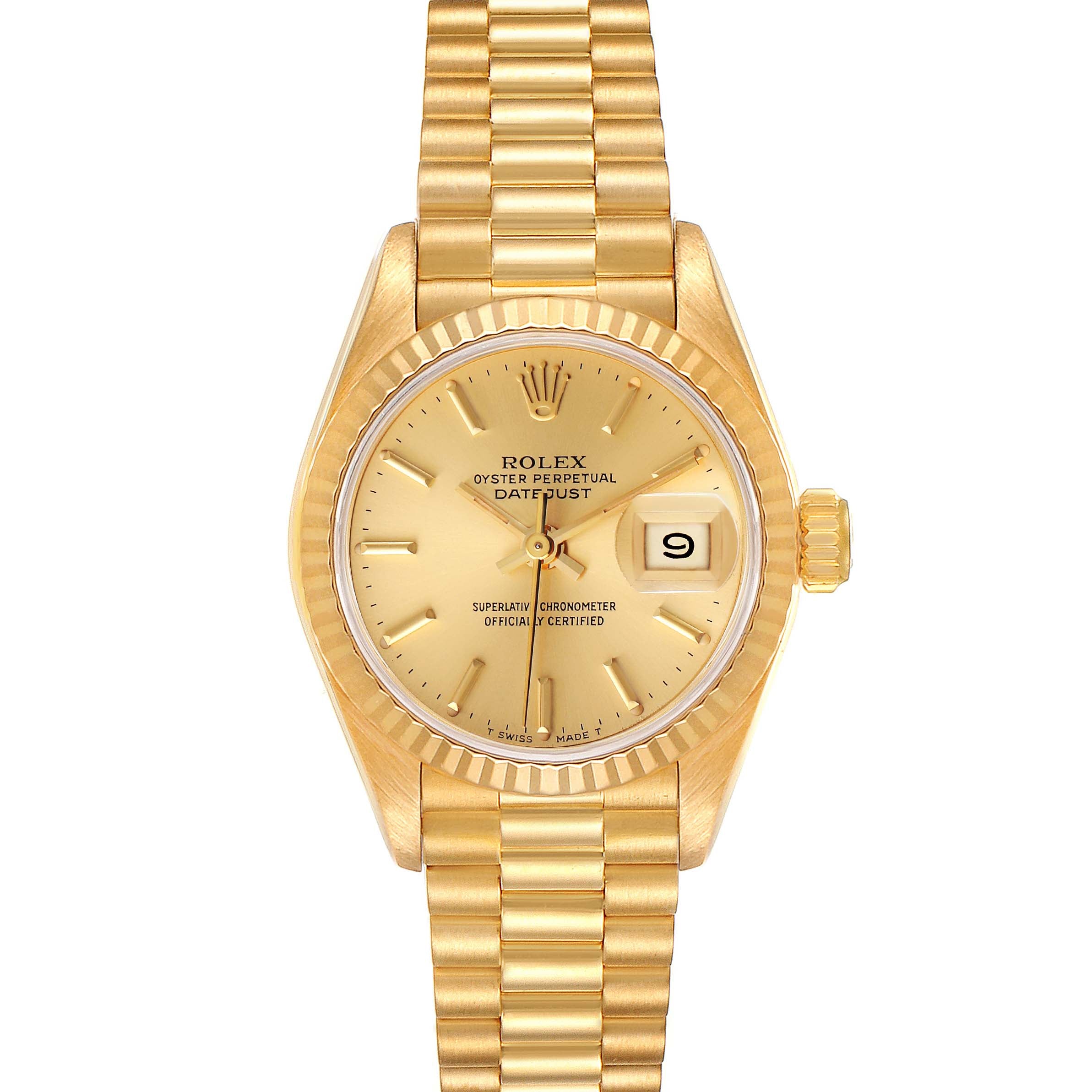 Rolex President Datejust Yellow Gold Ladies Watch 69178 Papers