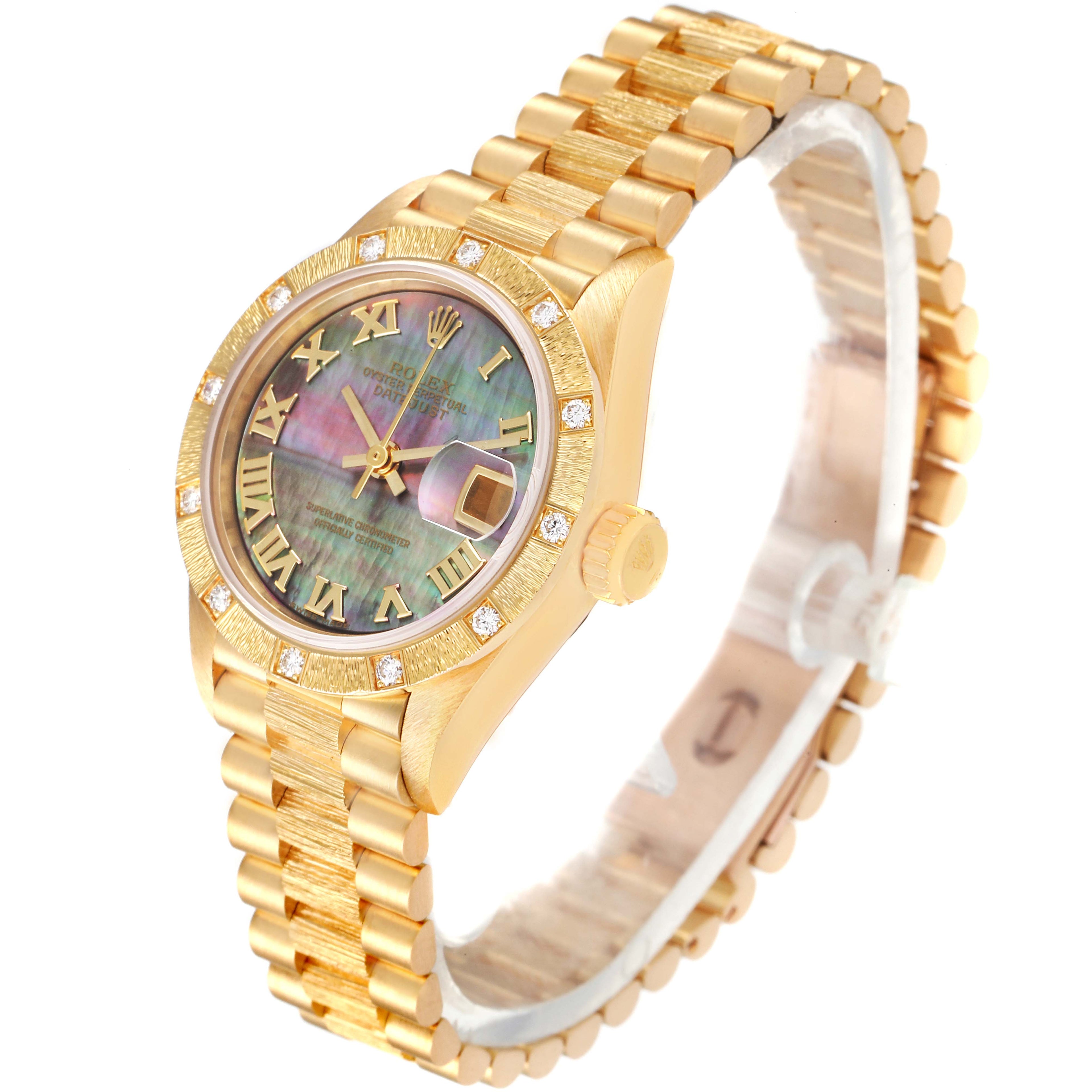 Rolex President Datejust Yellow Gold MOP Diamond Ladies Watch 69288