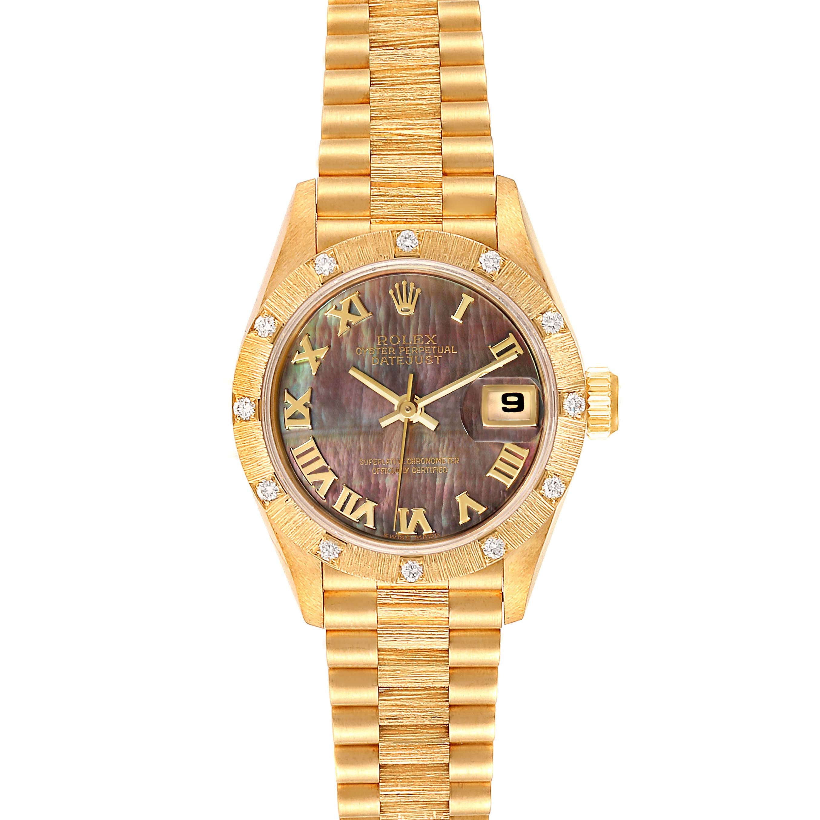 Rolex President Datejust Yellow Gold MOP Diamond Ladies Watch 69288