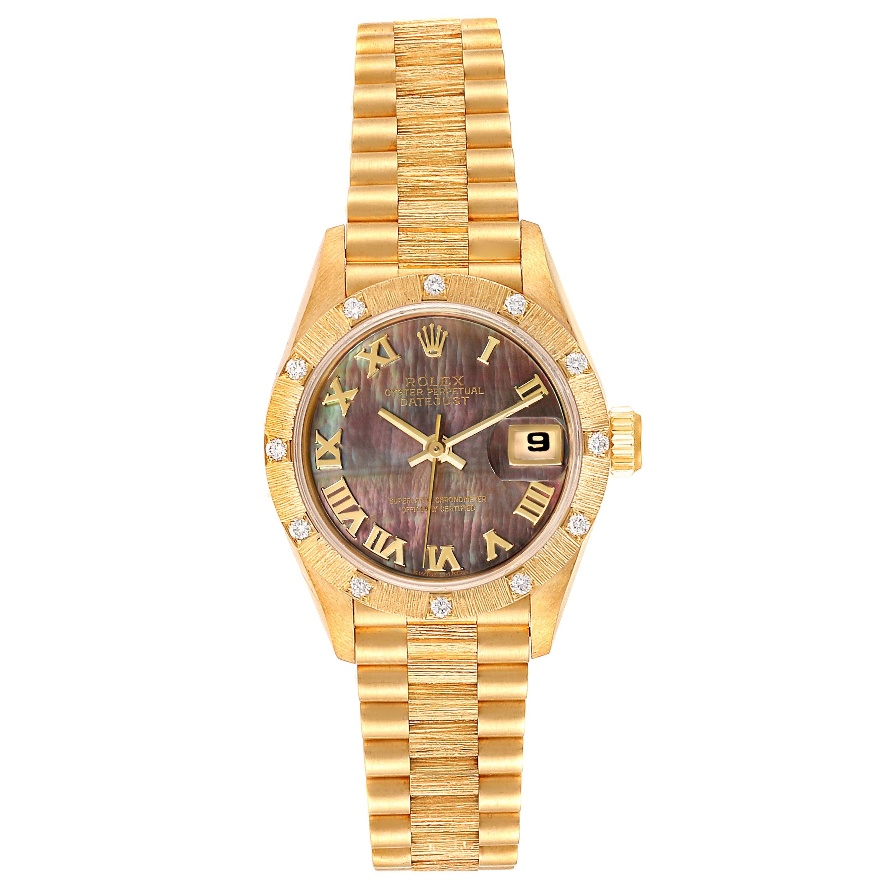 Rolex President Datejust Yellow Gold MOP Diamond Ladies Watch 69288