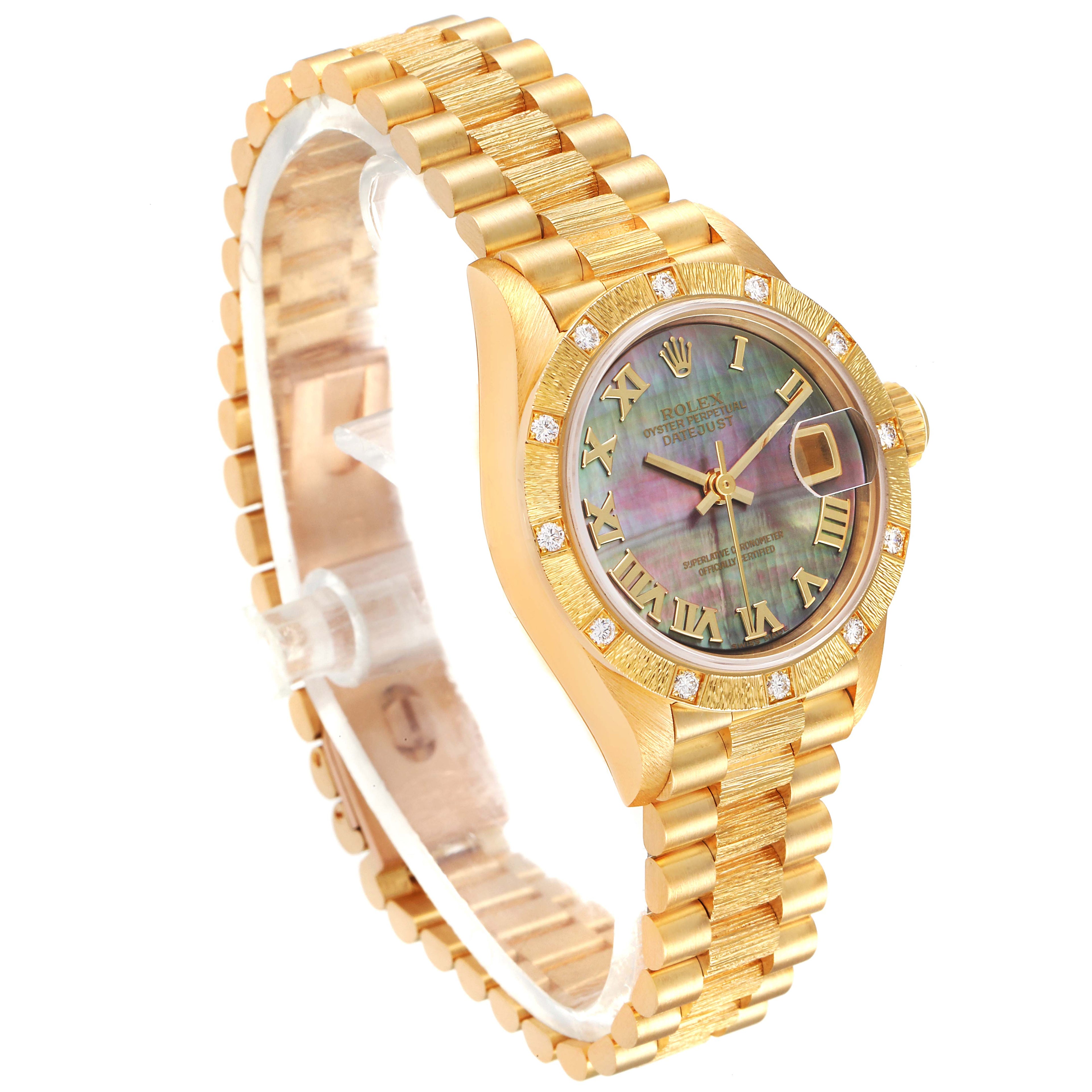 Rolex President Datejust Yellow Gold MOP Diamond Ladies Watch 69288