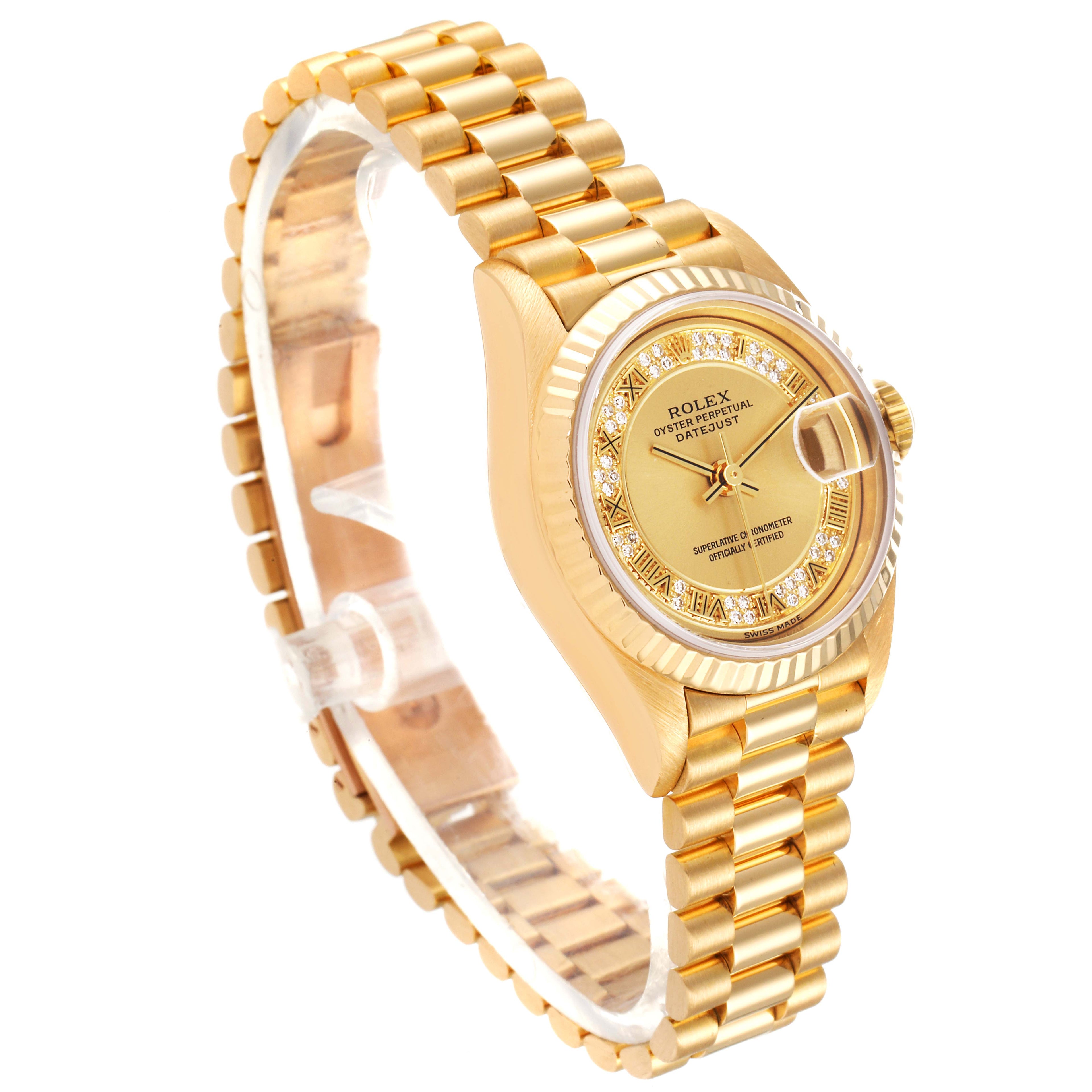 Rolex President Datejust Yellow Gold Myriad Diamond Dial Watch 79178