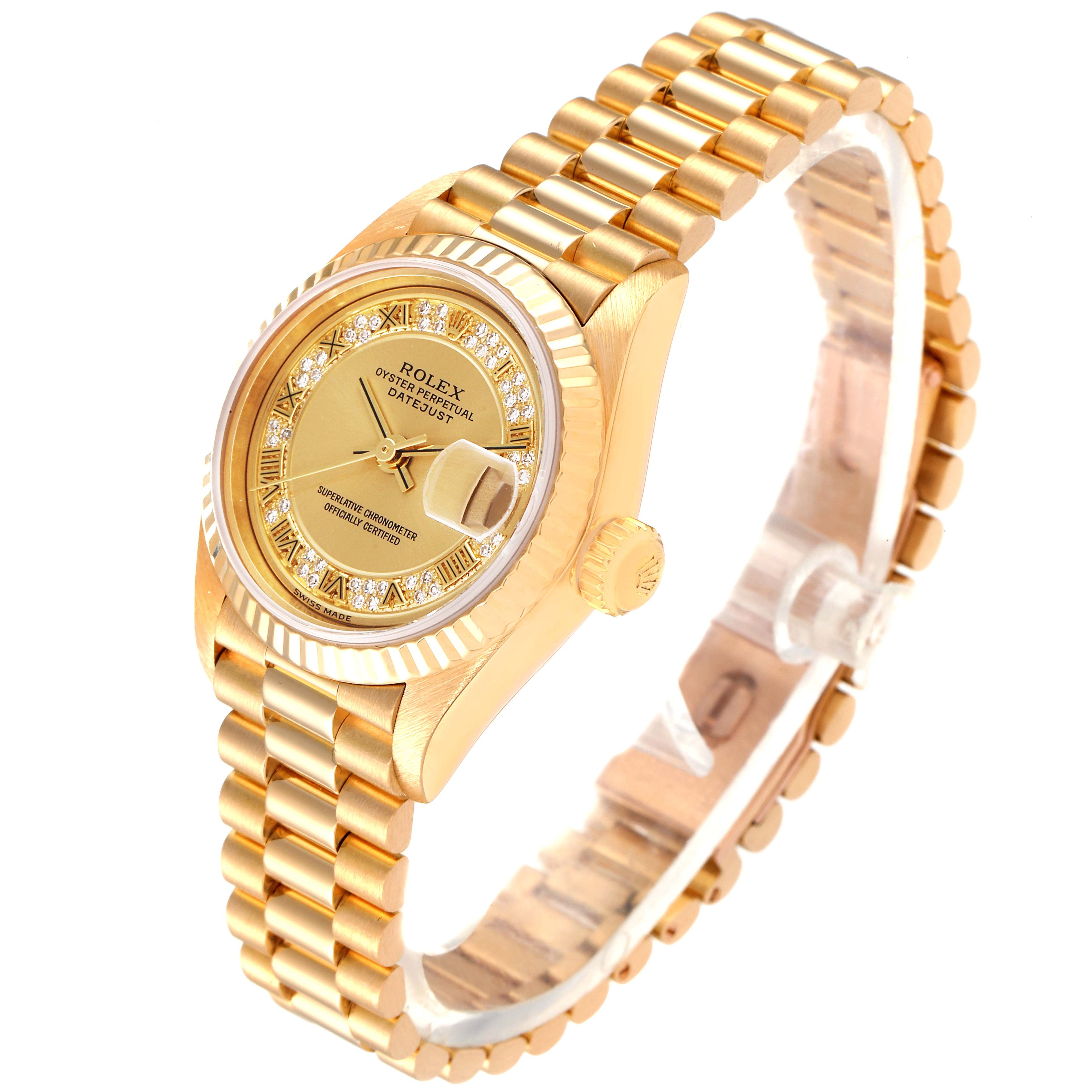 Rolex President Datejust Yellow Gold Myriad Diamond Dial Watch 79178