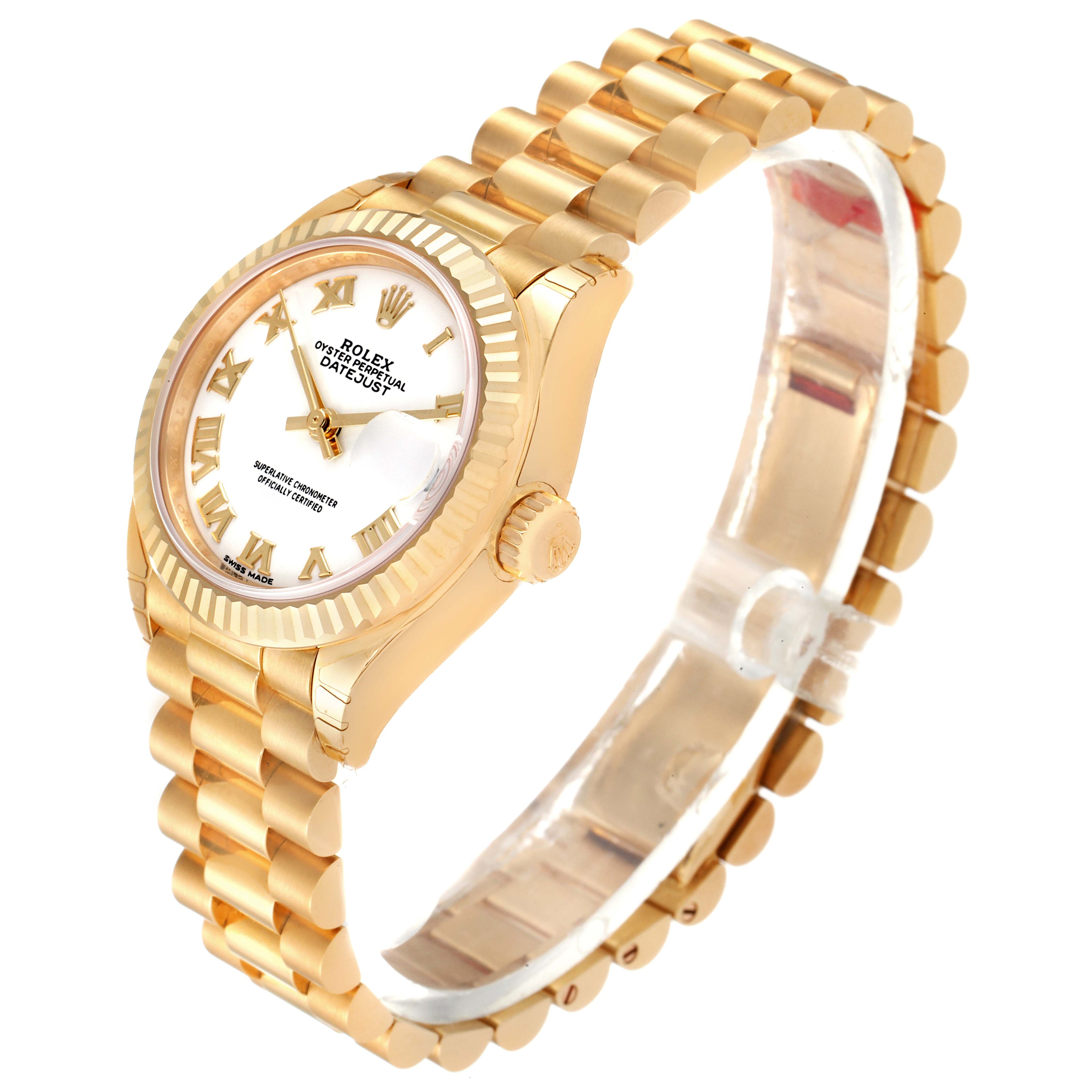 Rolex President Datejust Yellow Gold White Roman Dial Watch 279178 Unworn