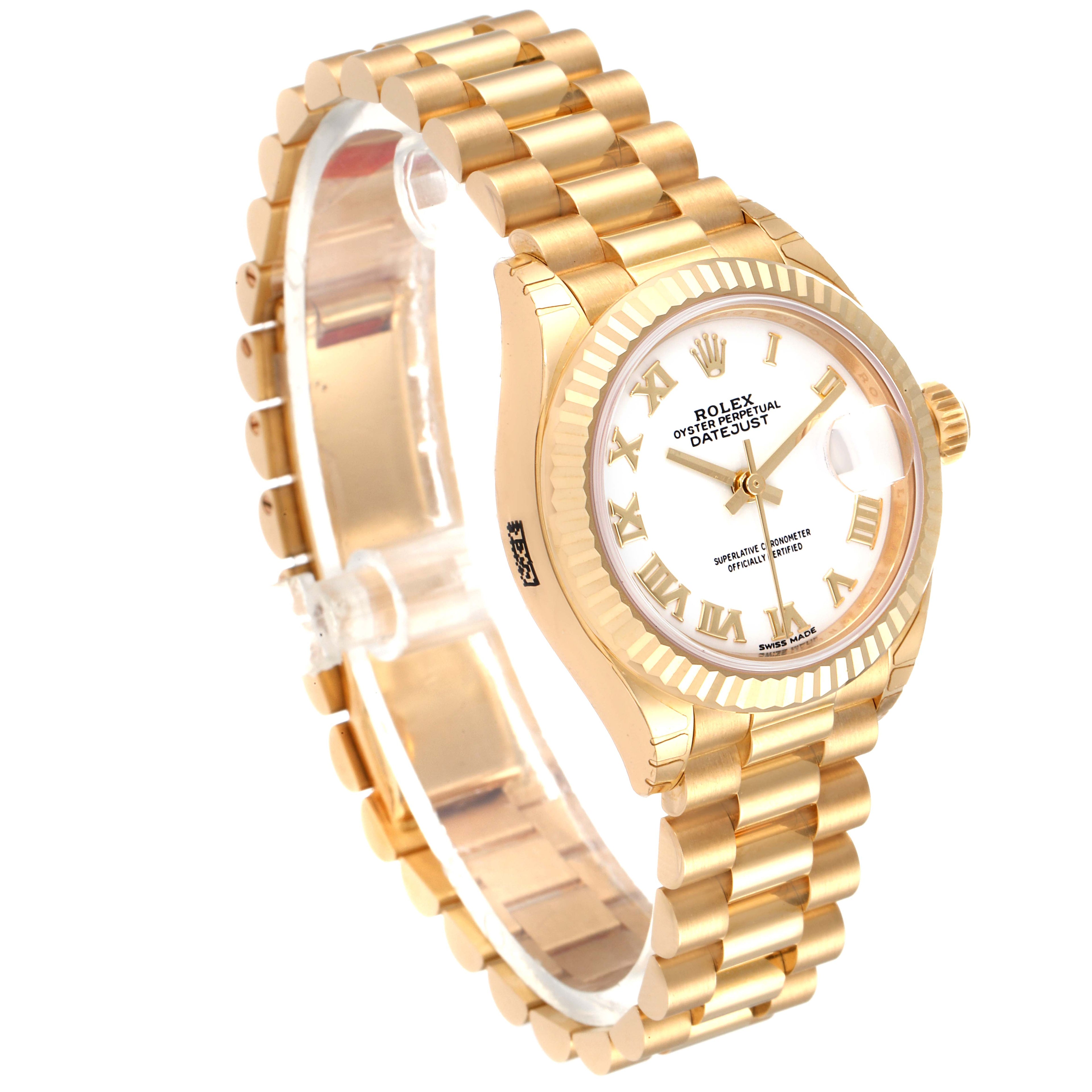 Rolex President Datejust Yellow Gold White Roman Dial Watch 279178 Unworn