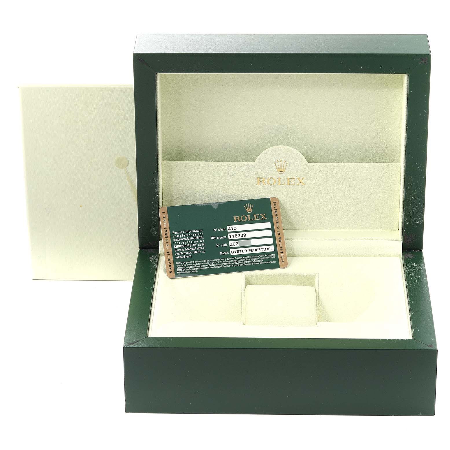 Rolex President Day-Date 18k White Gold Diamond Mens Watch 118339 Box Card