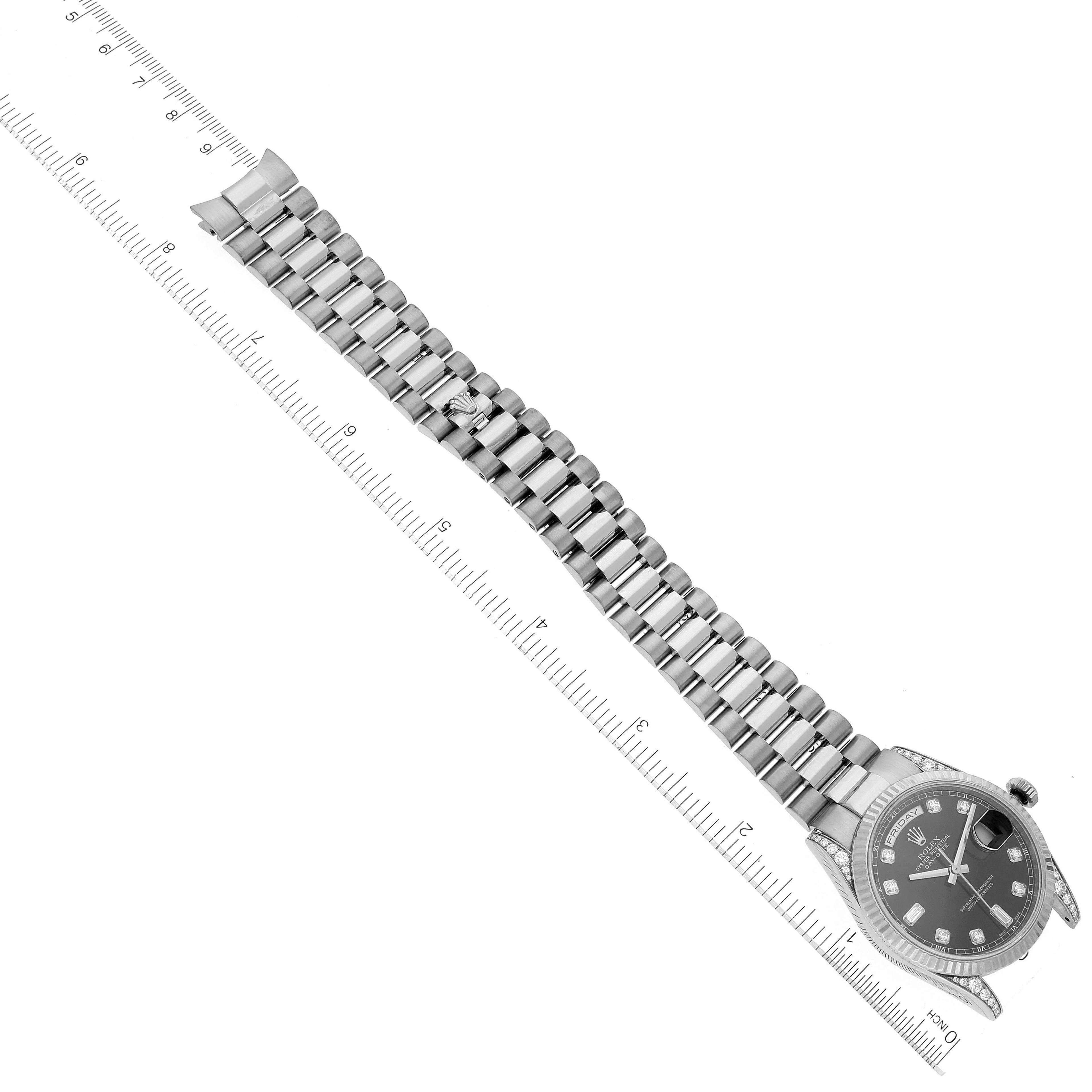 Rolex President Day-Date 18k White Gold Diamond Mens Watch 118339 Box Card