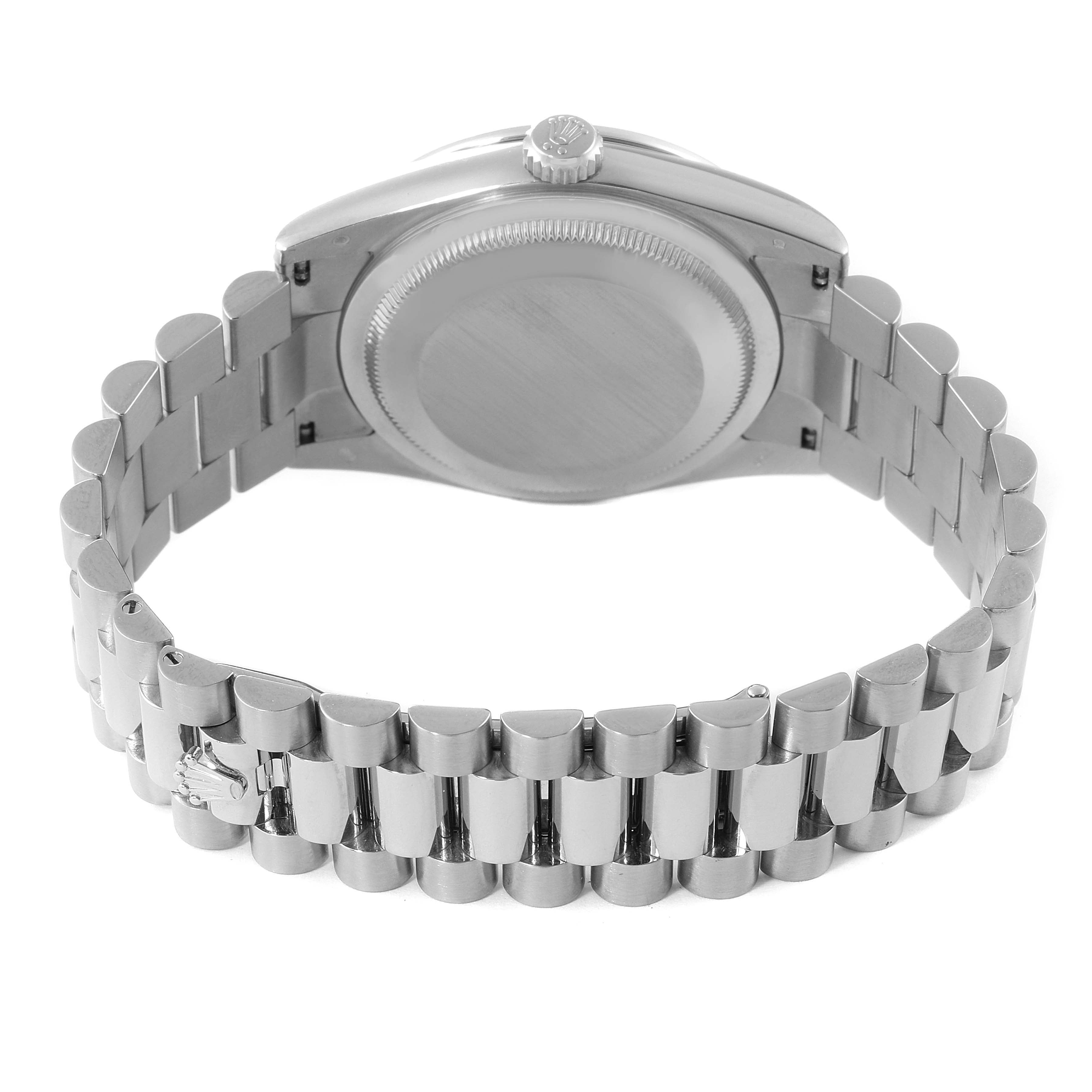 Rolex President Day-Date White Gold Myriad Diamond Mens Watch 118389 Box Papers