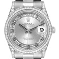 Rolex President Day-Date White Gold Myriad Diamond Mens Watch 118389 Box Papers