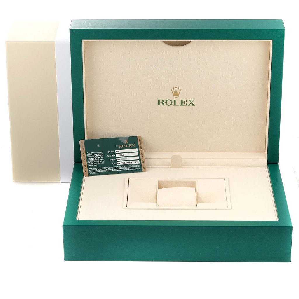 Rolex President Day-Date 18k White Gold MOP Diamond Watch 118389 Box Card