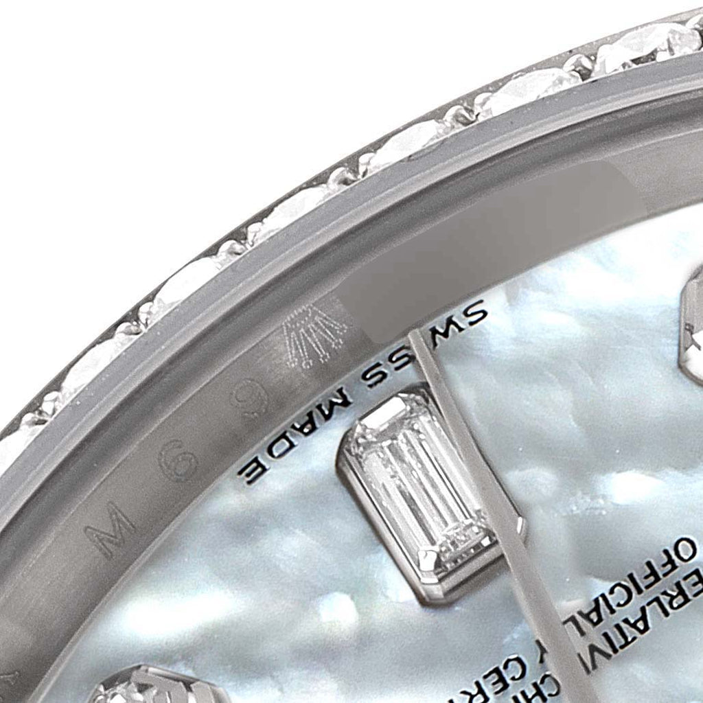 Rolex President Day-Date 18k White Gold MOP Diamond Watch 118389 Box Card