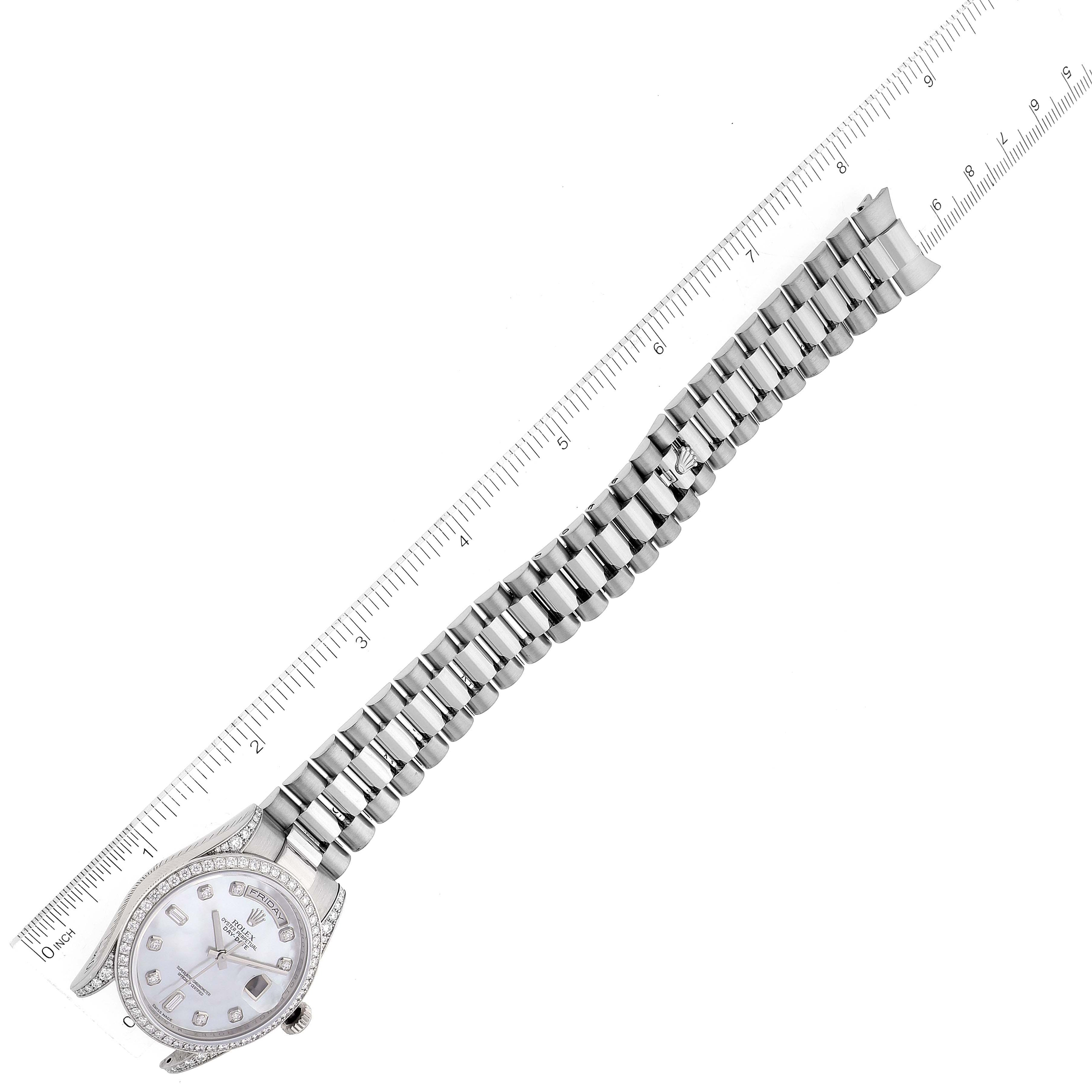 Rolex President Day-Date White Gold Mother of Pearl Diamond Mens Watch 118389 Box Card
