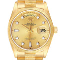 Rolex President Day-Date 18k Yellow Gold Bark Finish Mens Watch 18078