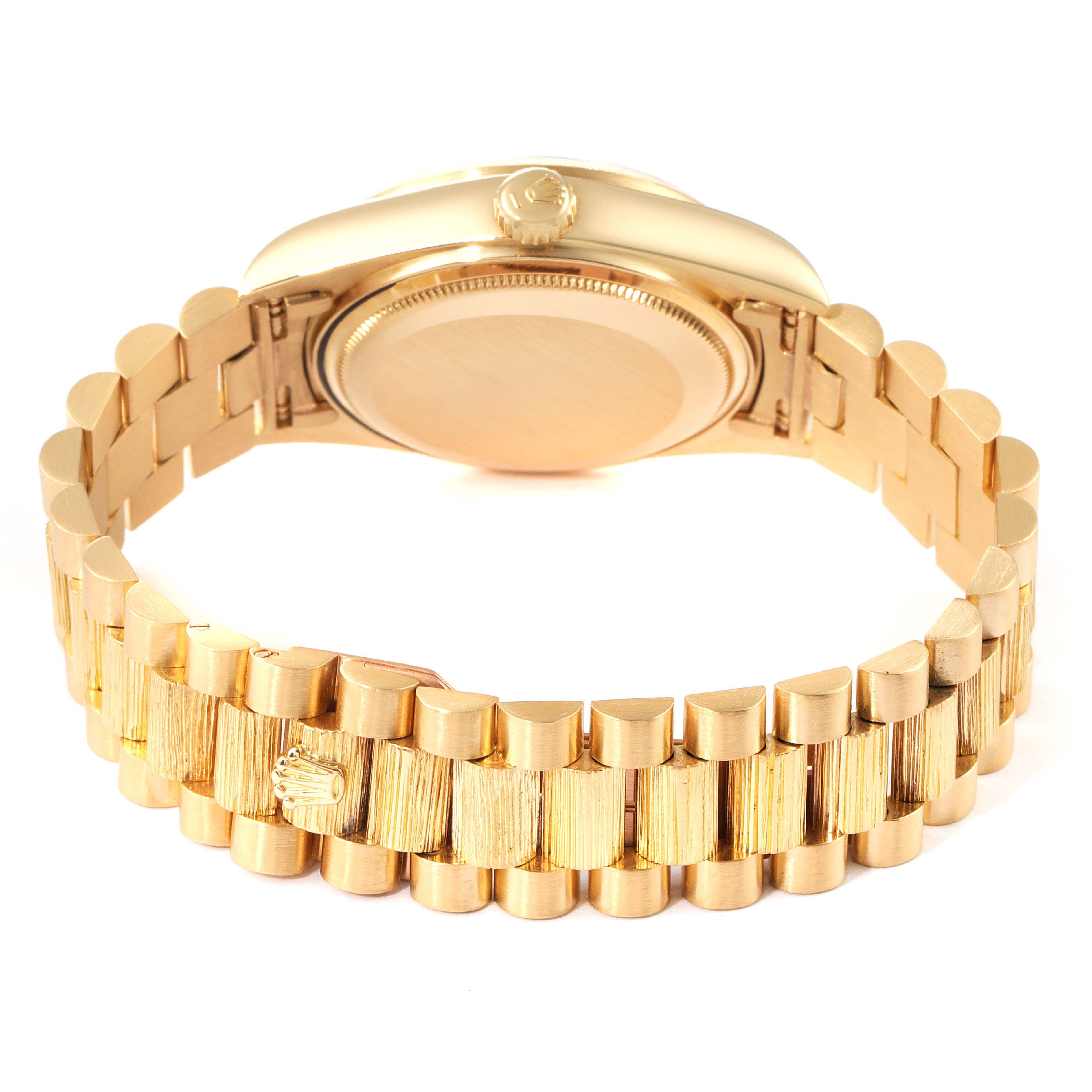 Rolex President Day-Date 18k Yellow Gold Bark Finish Mens Watch 18078