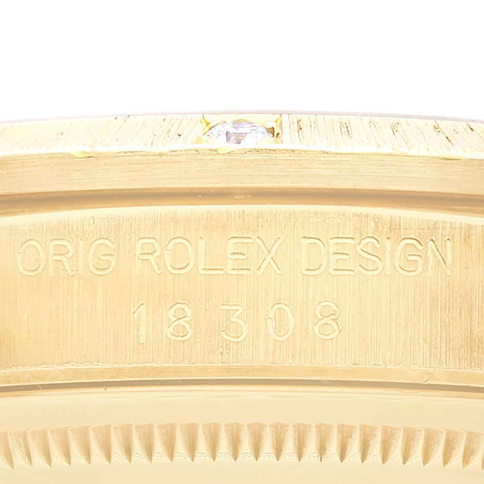 Rolex President Day-Date 18K Yellow Gold Diamond Mens Watch 18308 Box Service Papers
