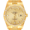 Rolex President Day-Date 18K Yellow Gold Diamond Mens Watch 18308 Box Service Papers