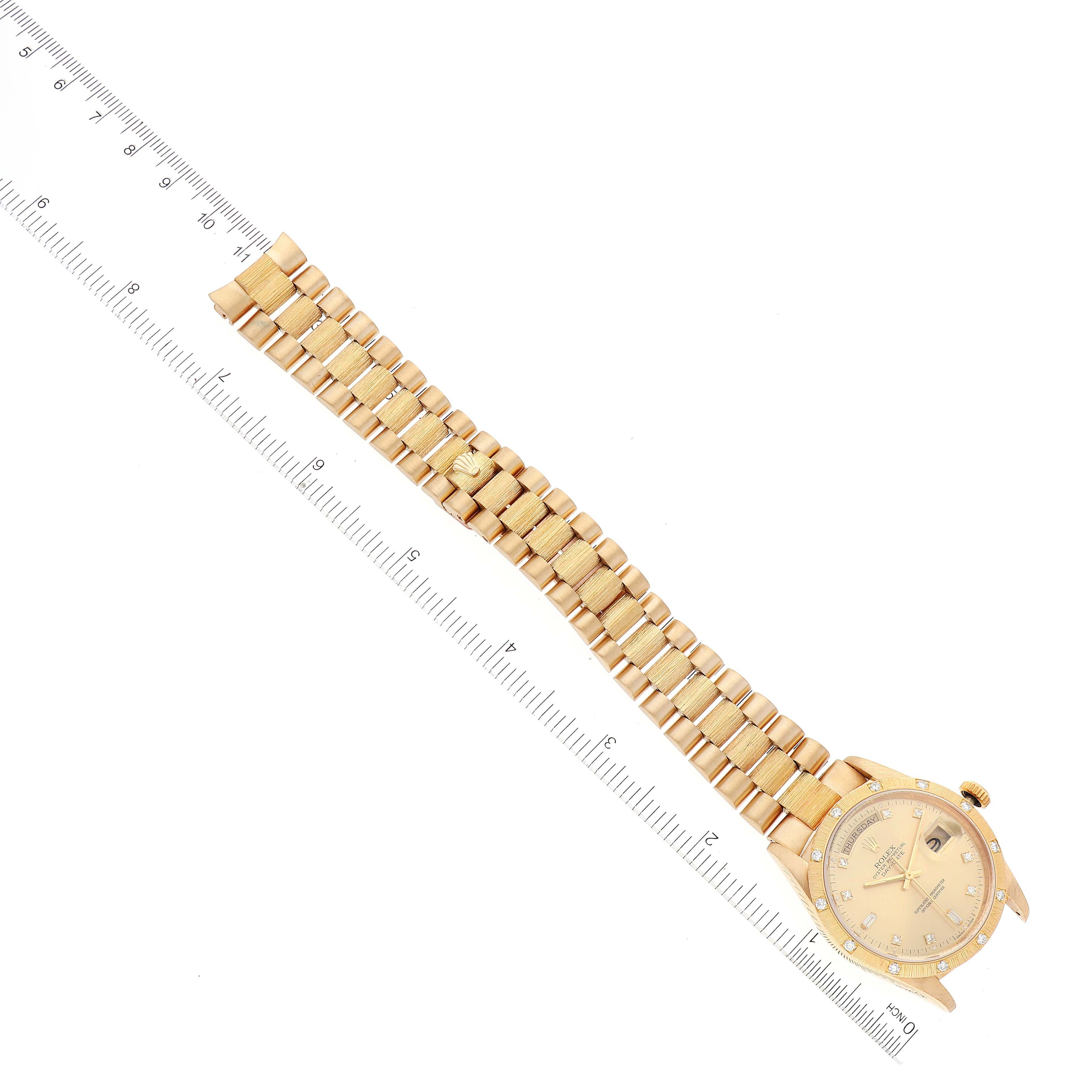 Rolex President Day-Date 18K Yellow Gold Diamond Mens Watch 18308 Box Service Papers