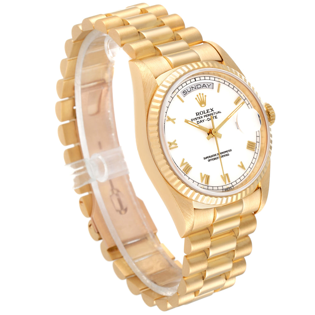 Rolex President Day-Date 18k Yellow Gold White Dial Mens Watch 18238
