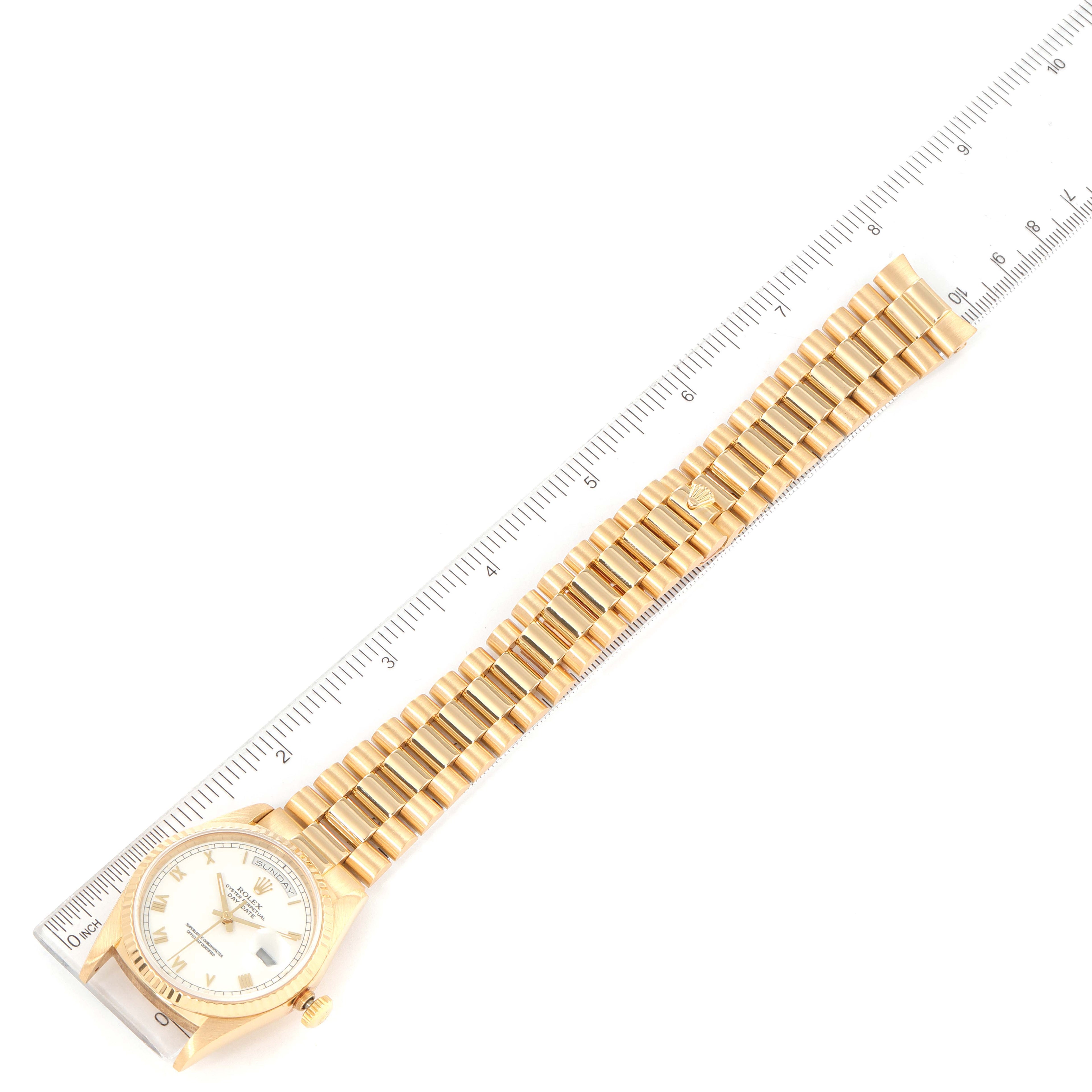 Rolex President Day-Date 18k Yellow Gold White Dial Mens Watch 18238