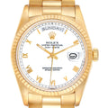 Rolex President Day-Date 18k Yellow Gold White Dial Mens Watch 18238