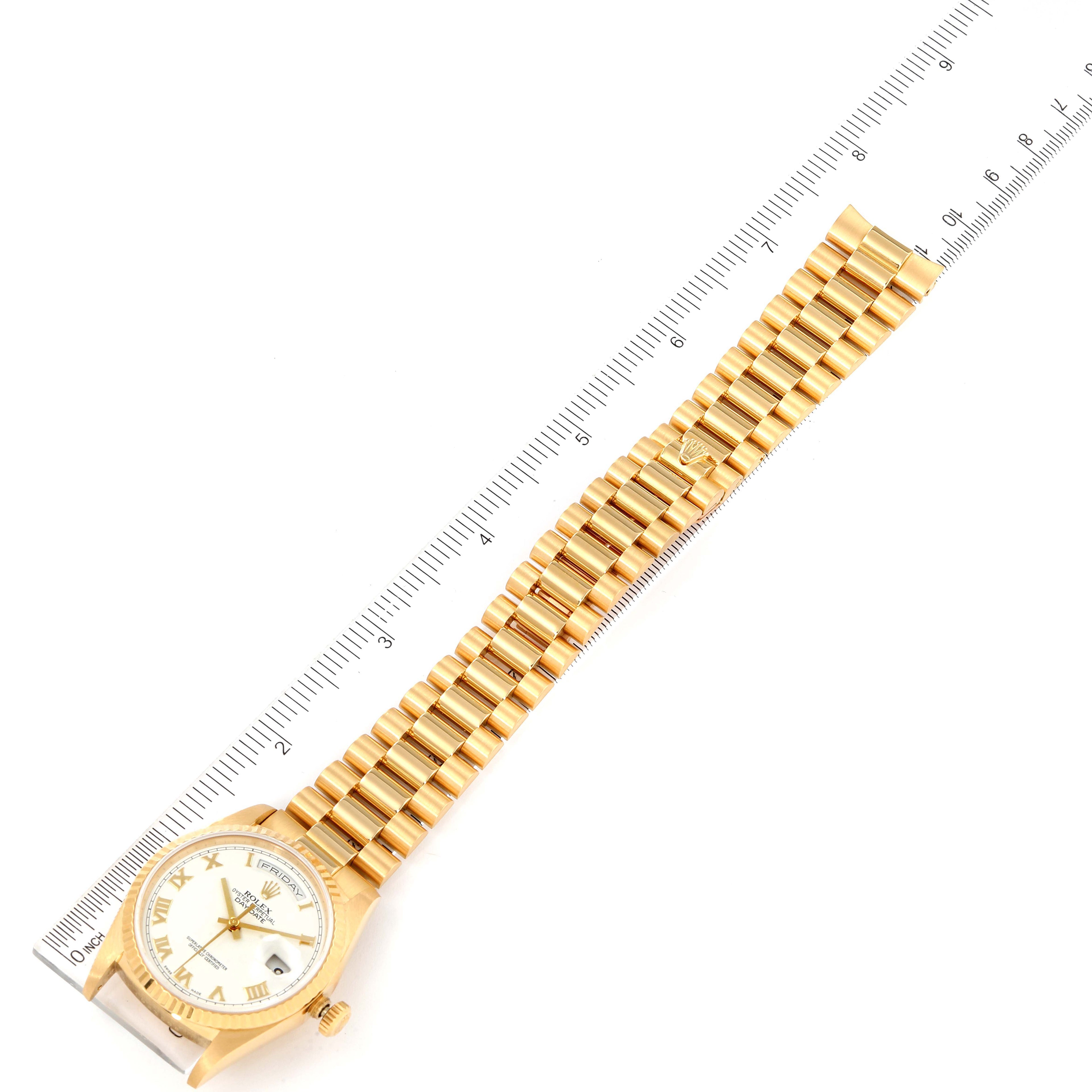 Rolex President Day-Date 18k Yellow Gold White Dial Mens Watch 18238 Box Papers