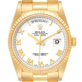 Rolex President Day-Date 18k Yellow Gold White Dial Mens Watch 18238 Box Papers