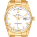 Rolex President Day-Date 18k Yellow Gold White Roman Dial Mens Watch 18238