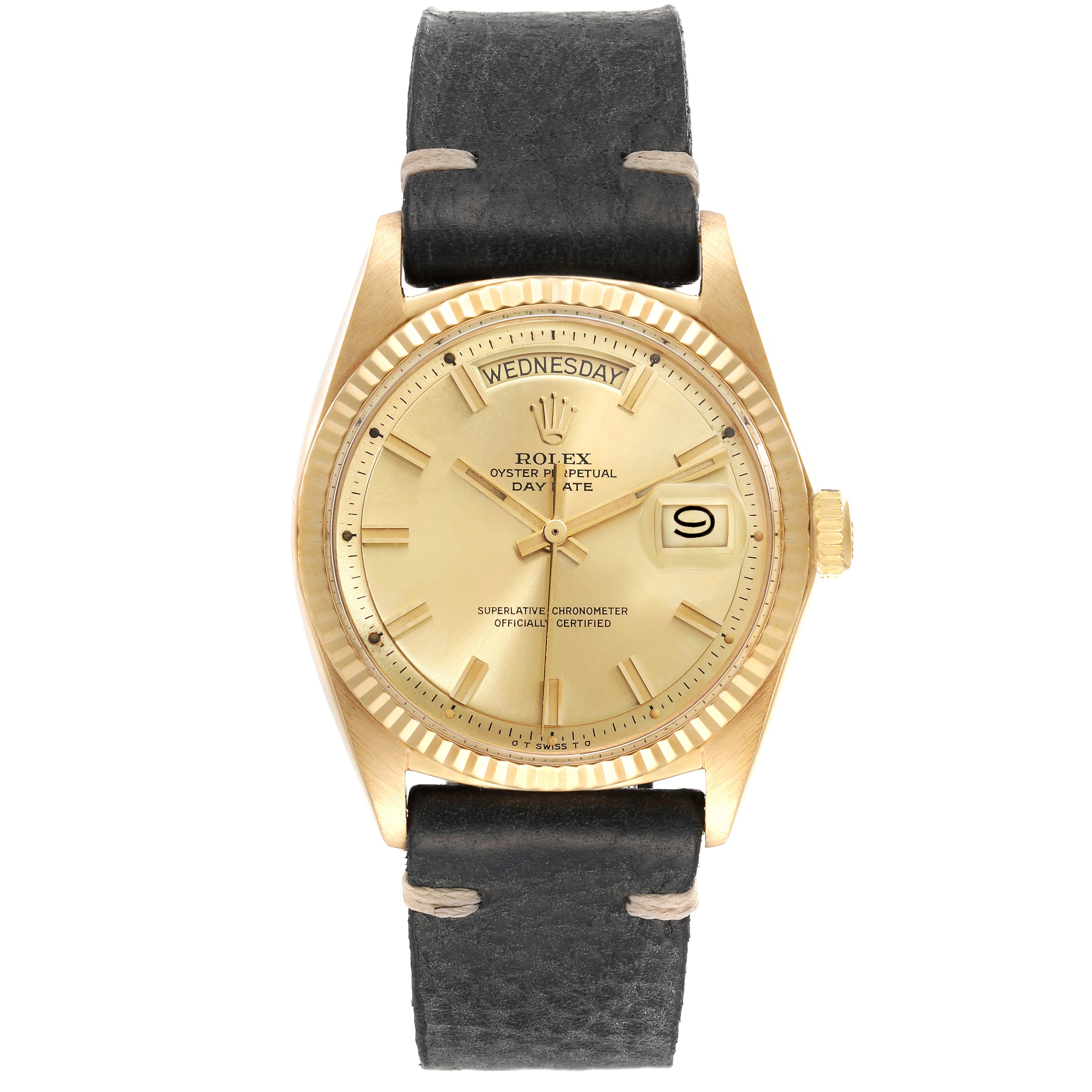 Rolex Day-Date Yellow Gold Wide Boy Sigma Dial Vintage Mens Watch 1803