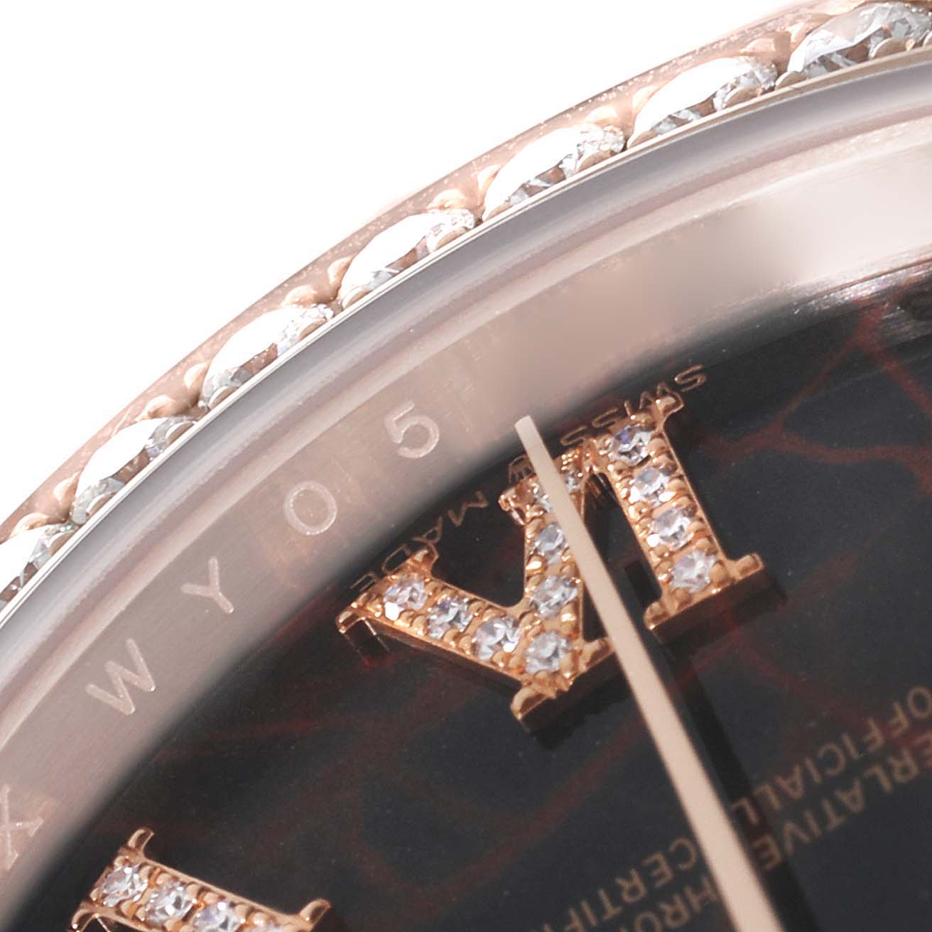 Rolex President Day Date Rose Gold Eisenkiesel Stone Diamond Mens Watch 128345 Unworn