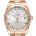 Rolex President Day Date 36 Rose Gold Diamond Mens Watch 118205 Box Papers