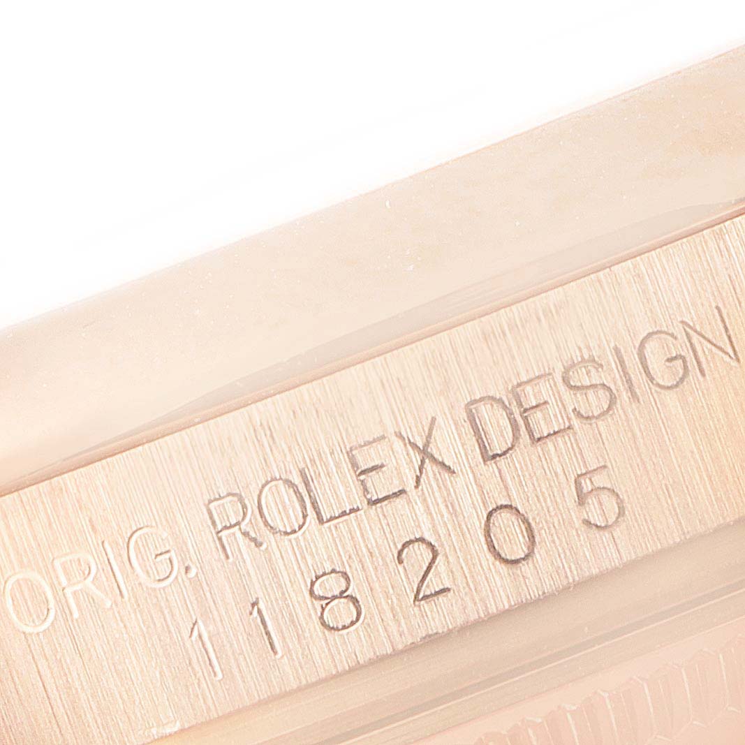 Rolex President Day Date 36 Rose Gold Diamond Mens Watch 118205 Box Papers