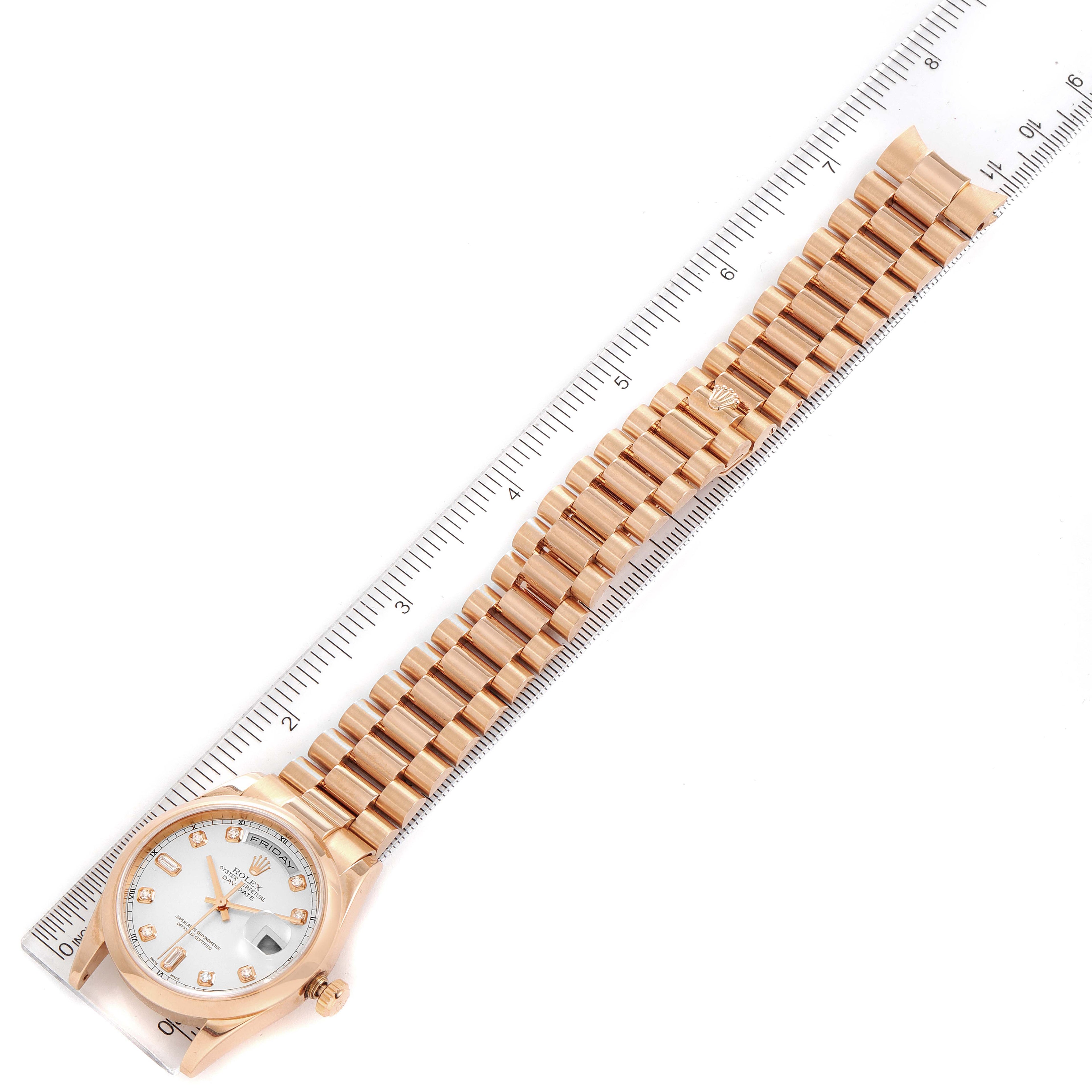 Rolex President Day Date 36 Rose Gold Diamond Mens Watch 118205 Box Papers