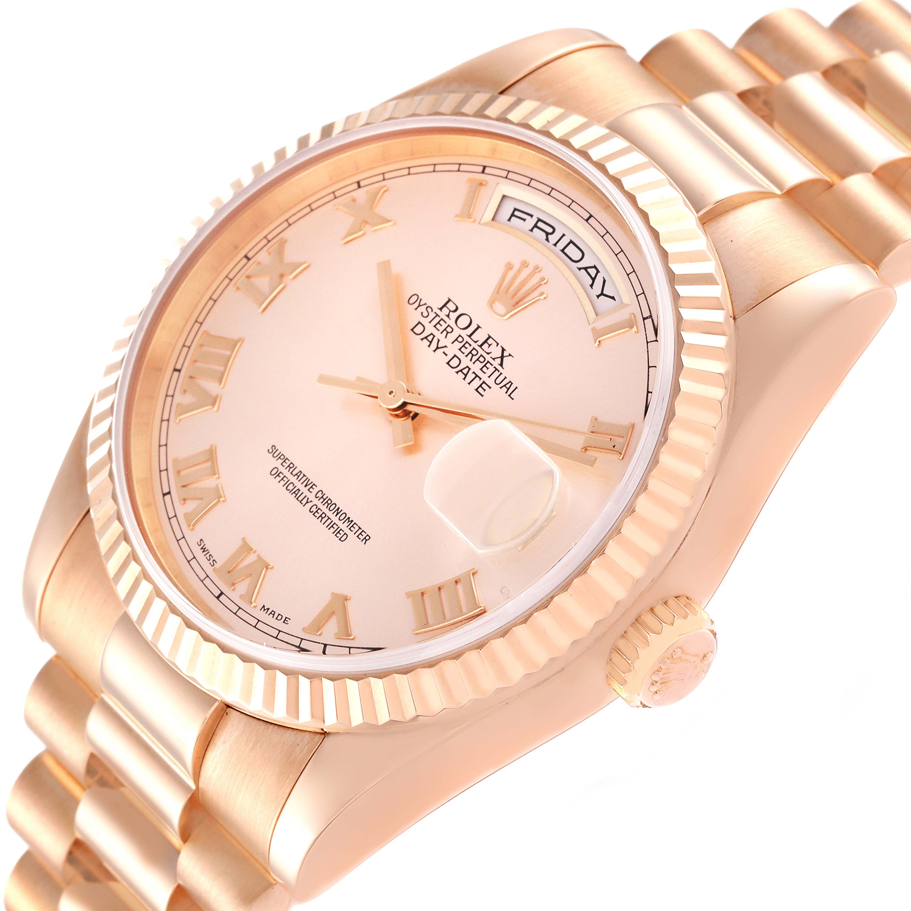 Rolex President Day Date 36 Rose Gold Mens Watch 118235