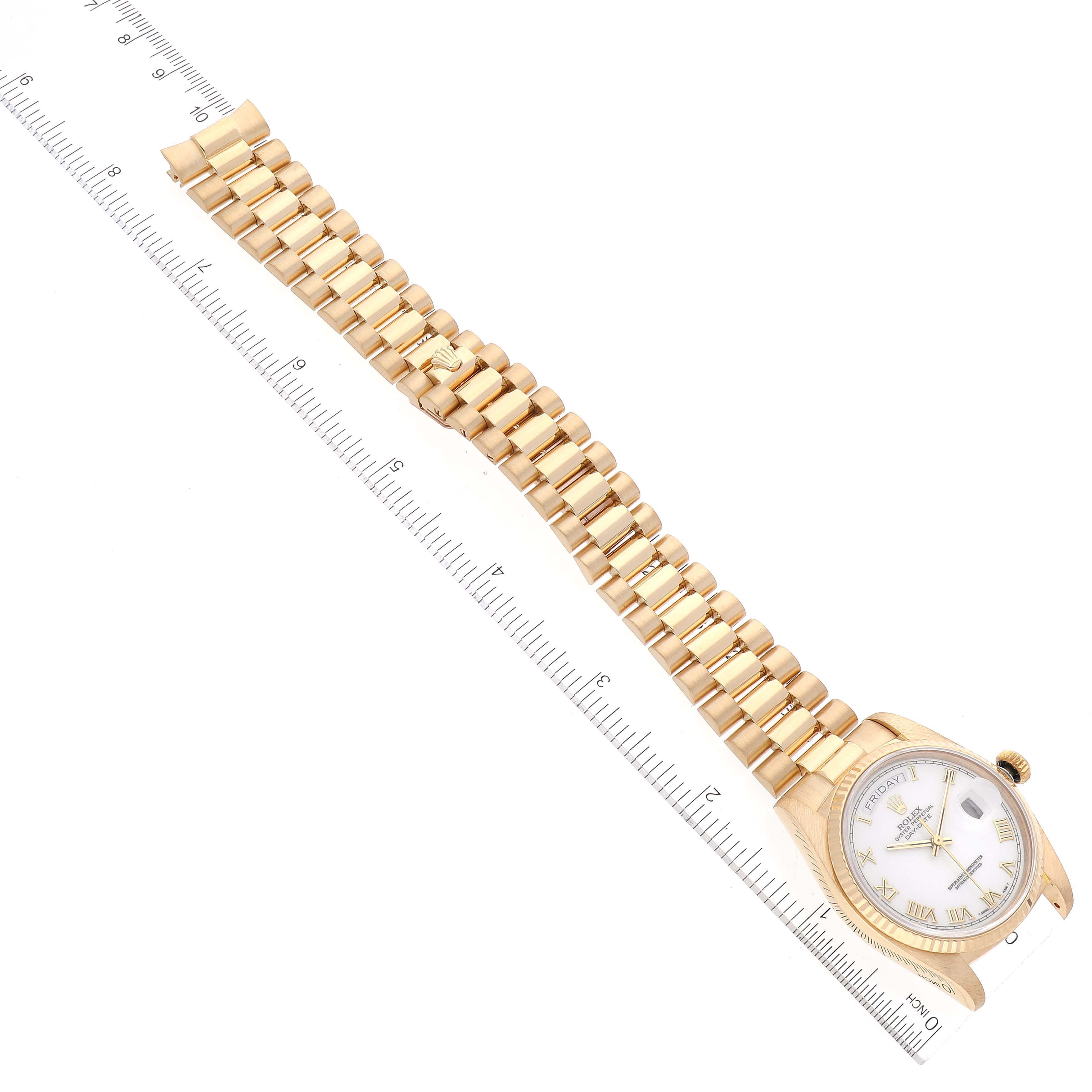 Rolex President Day-Date 36 White Dial Yellow Gold Mens Watch 18038