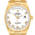 Rolex President Day-Date 36 White Dial Yellow Gold Mens Watch 18038