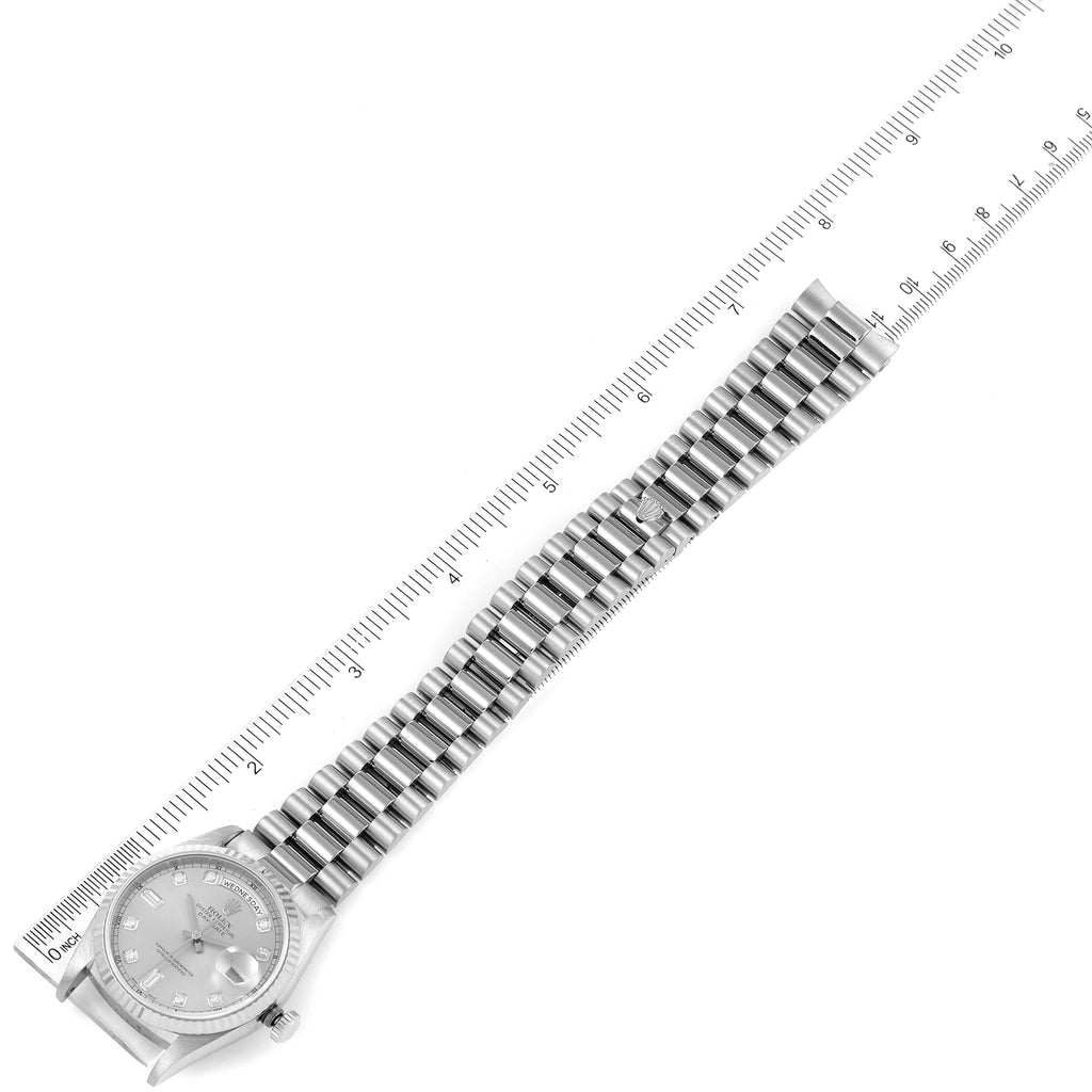 Rolex President Day-Date 36 White Gold Diamond Mens Watch 18239 Box Papers