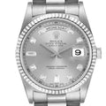 Rolex President Day-Date 36 White Gold Diamond Mens Watch 18239 Box Papers