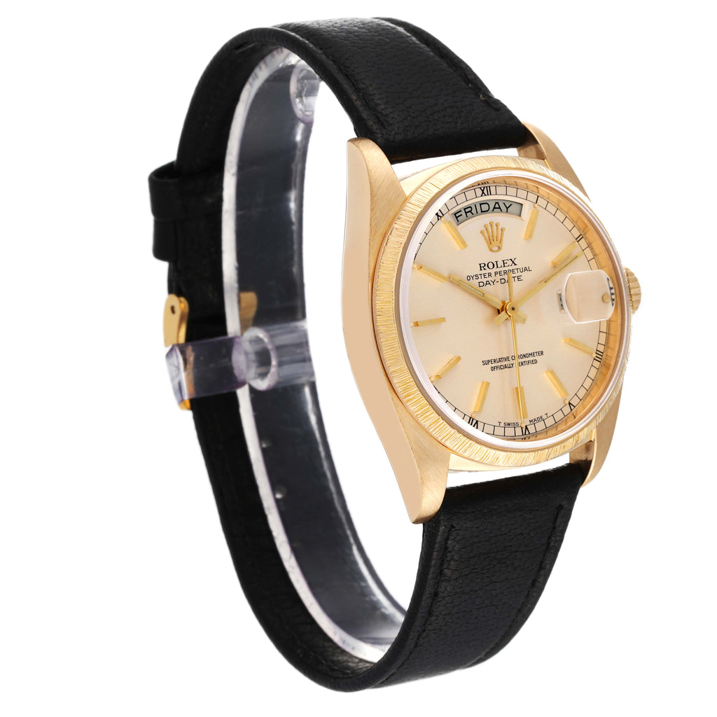 Rolex President Day-Date 36 Yellow Gold Bark Finish Mens Watch 18078